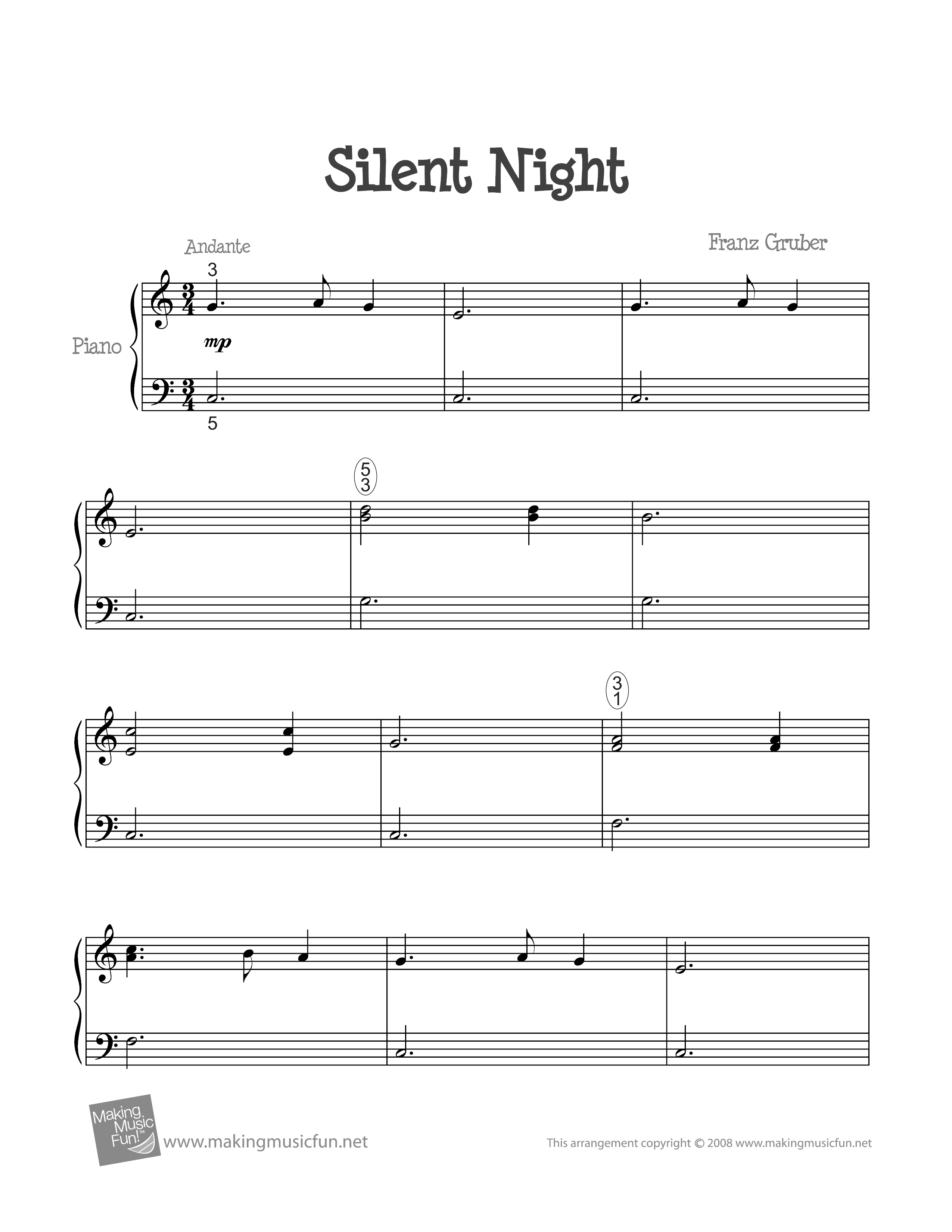 Silent Night (平安夜)琴谱