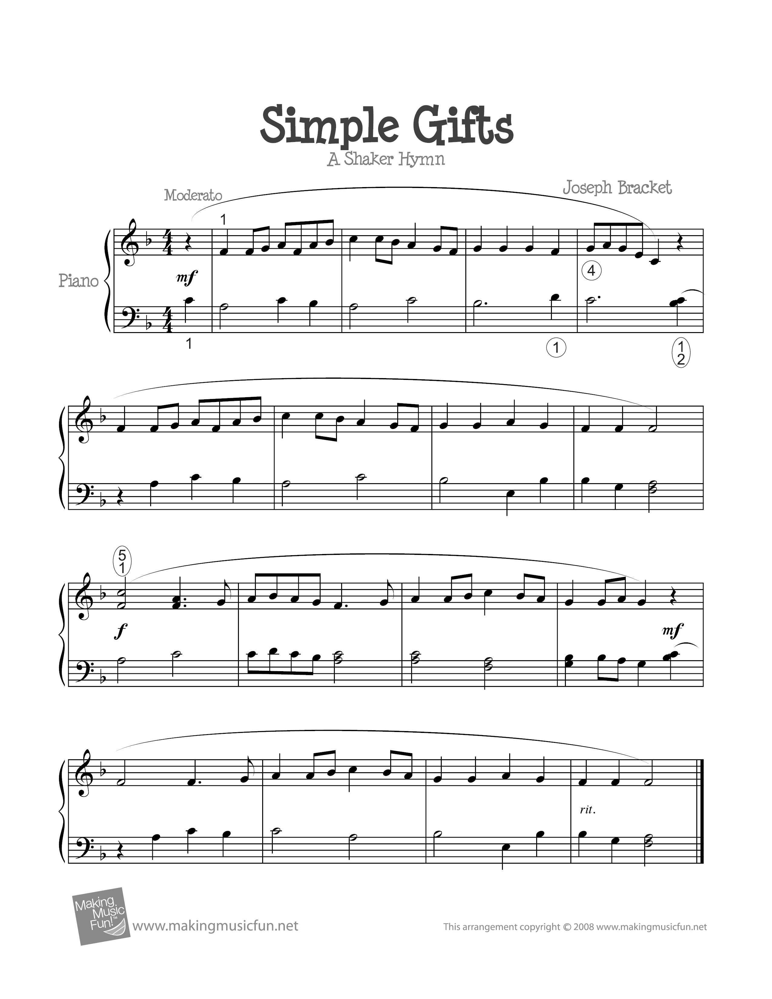 Simple Gifts Score