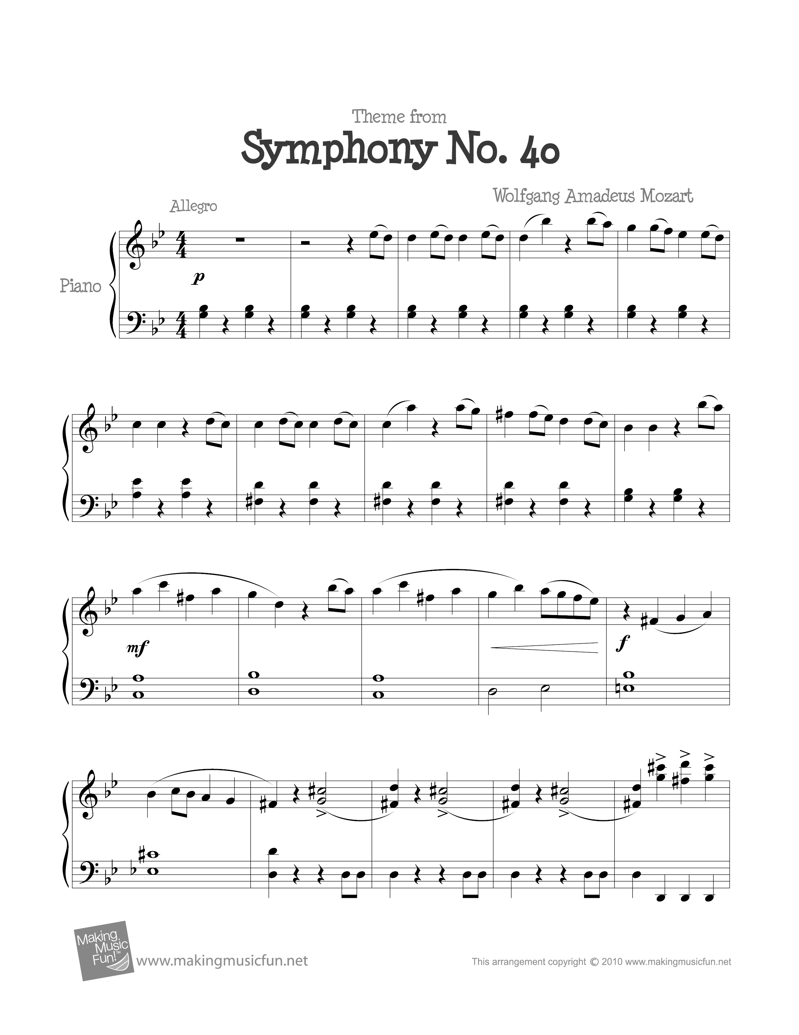 Symphony No. 40ピアノ譜