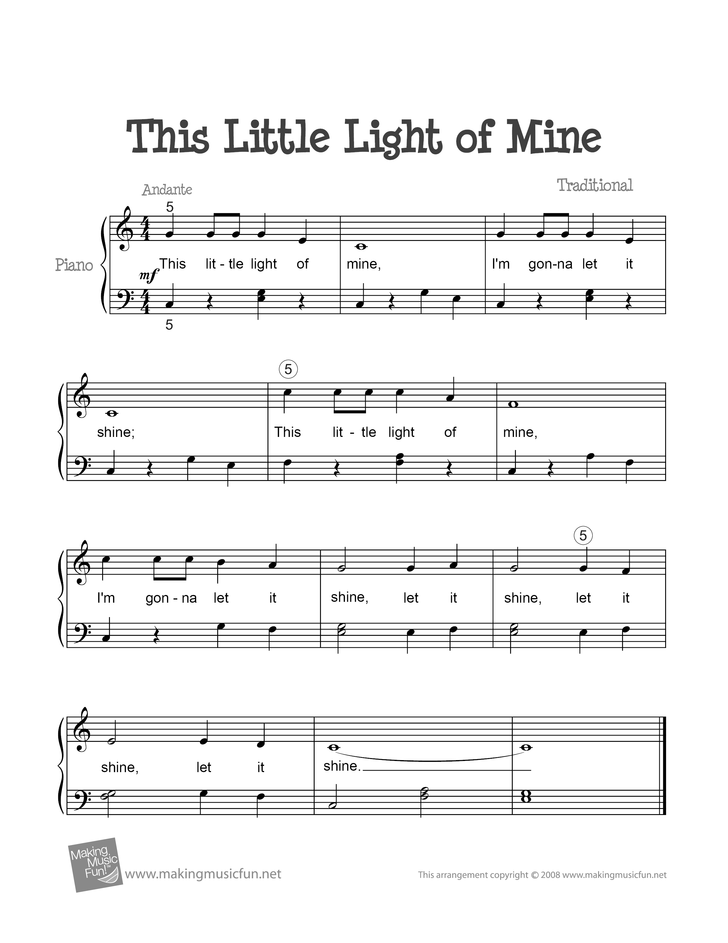 This Little Light of Mine琴譜
