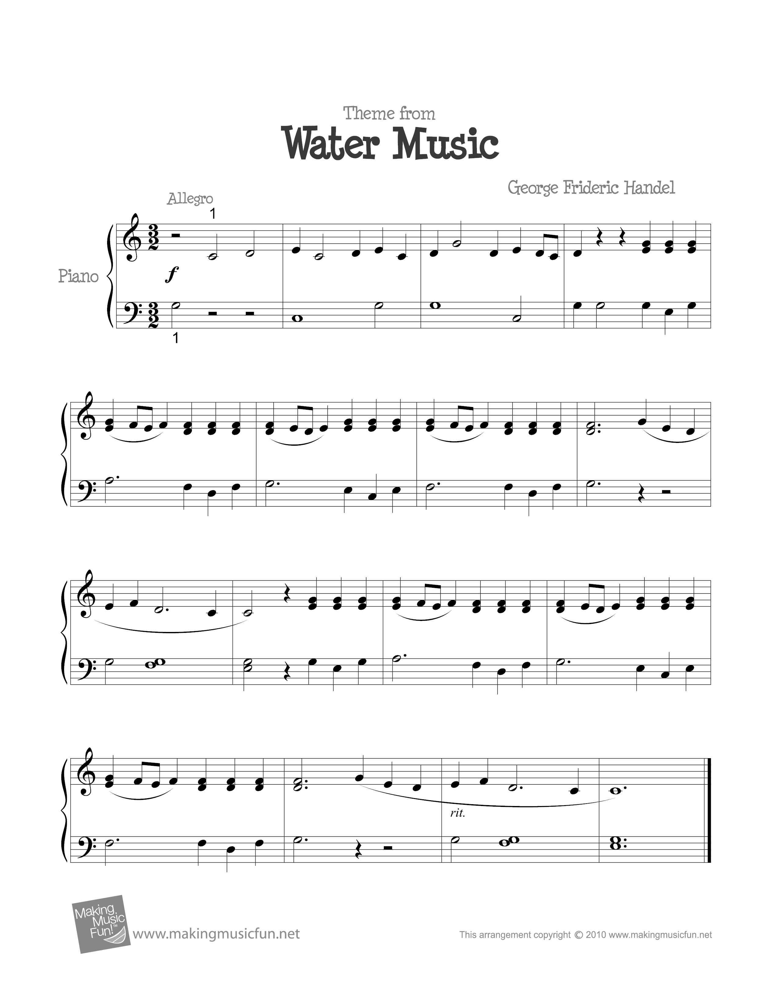 Water Music (Theme)ピアノ譜