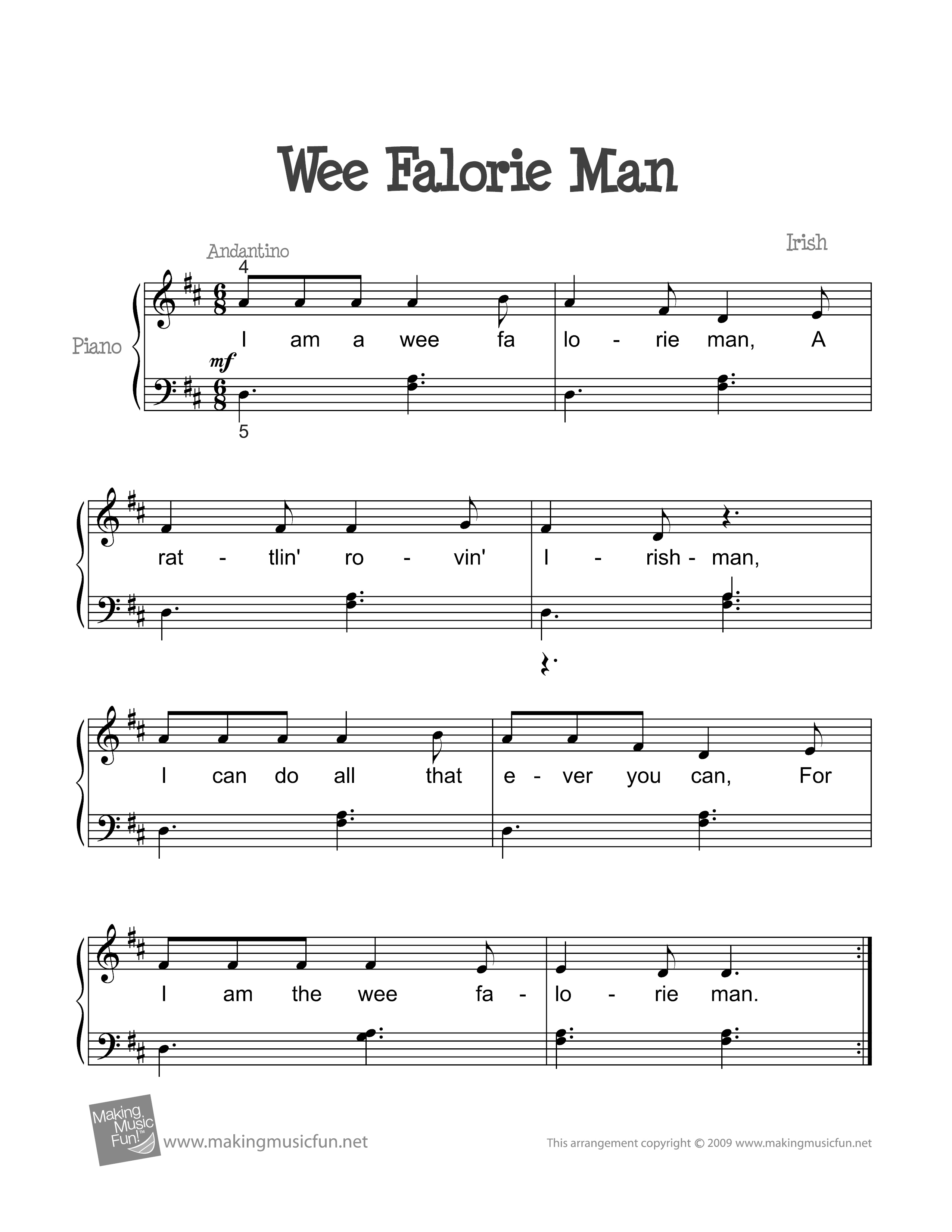 Wee Falorie Manピアノ譜
