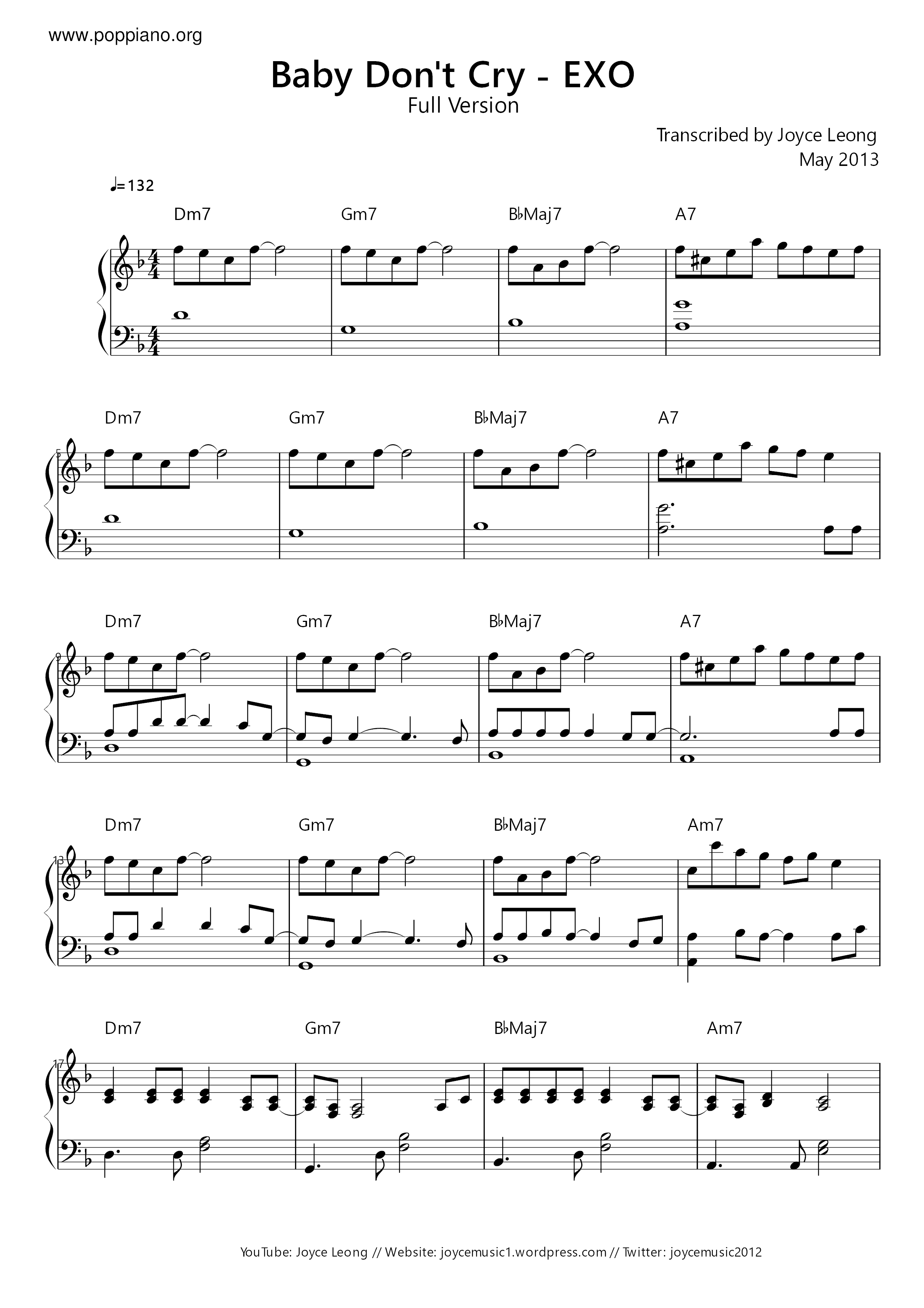 Baby, Don't Cry  Score