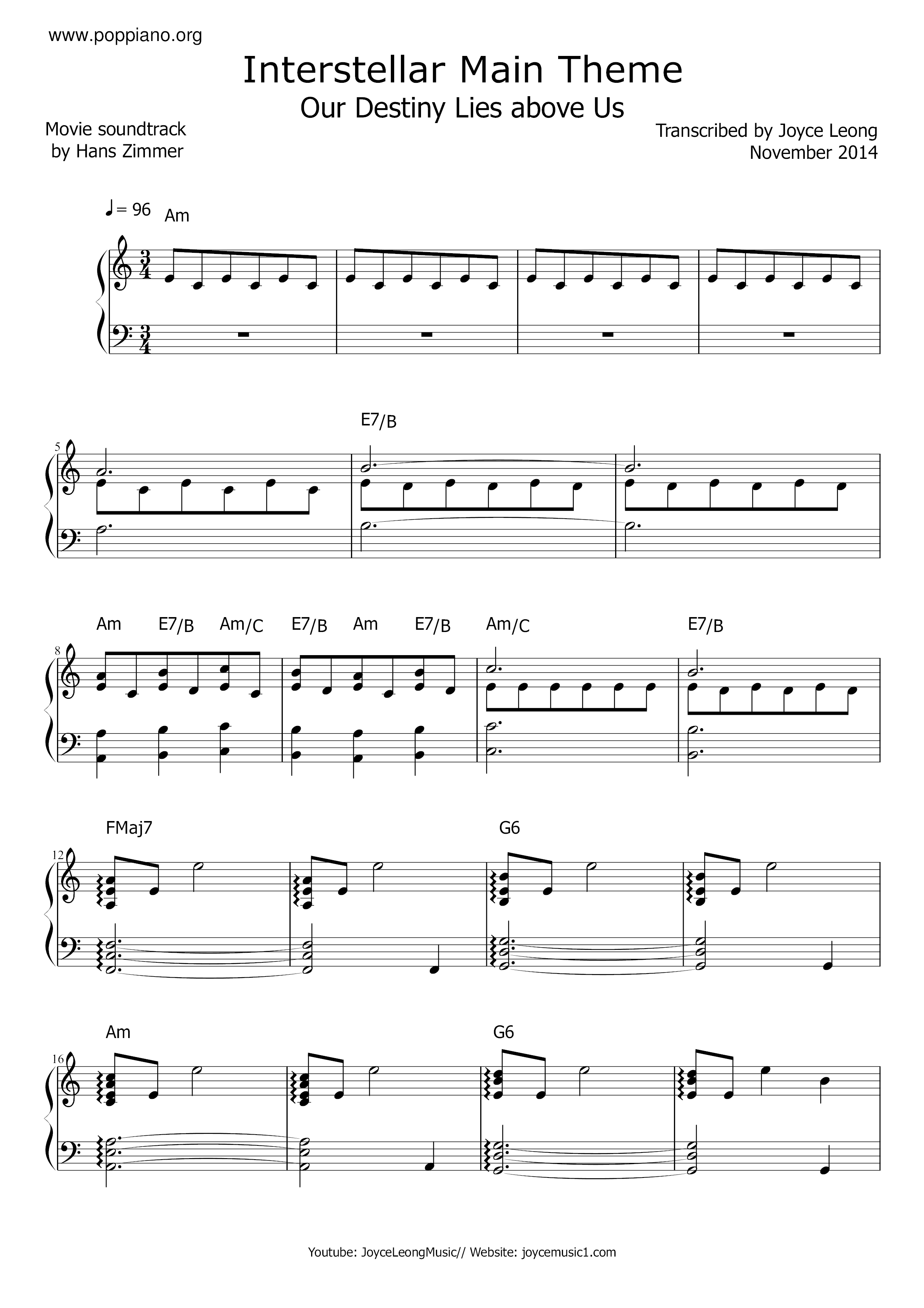 Interstellar Main Theme (OST) Score