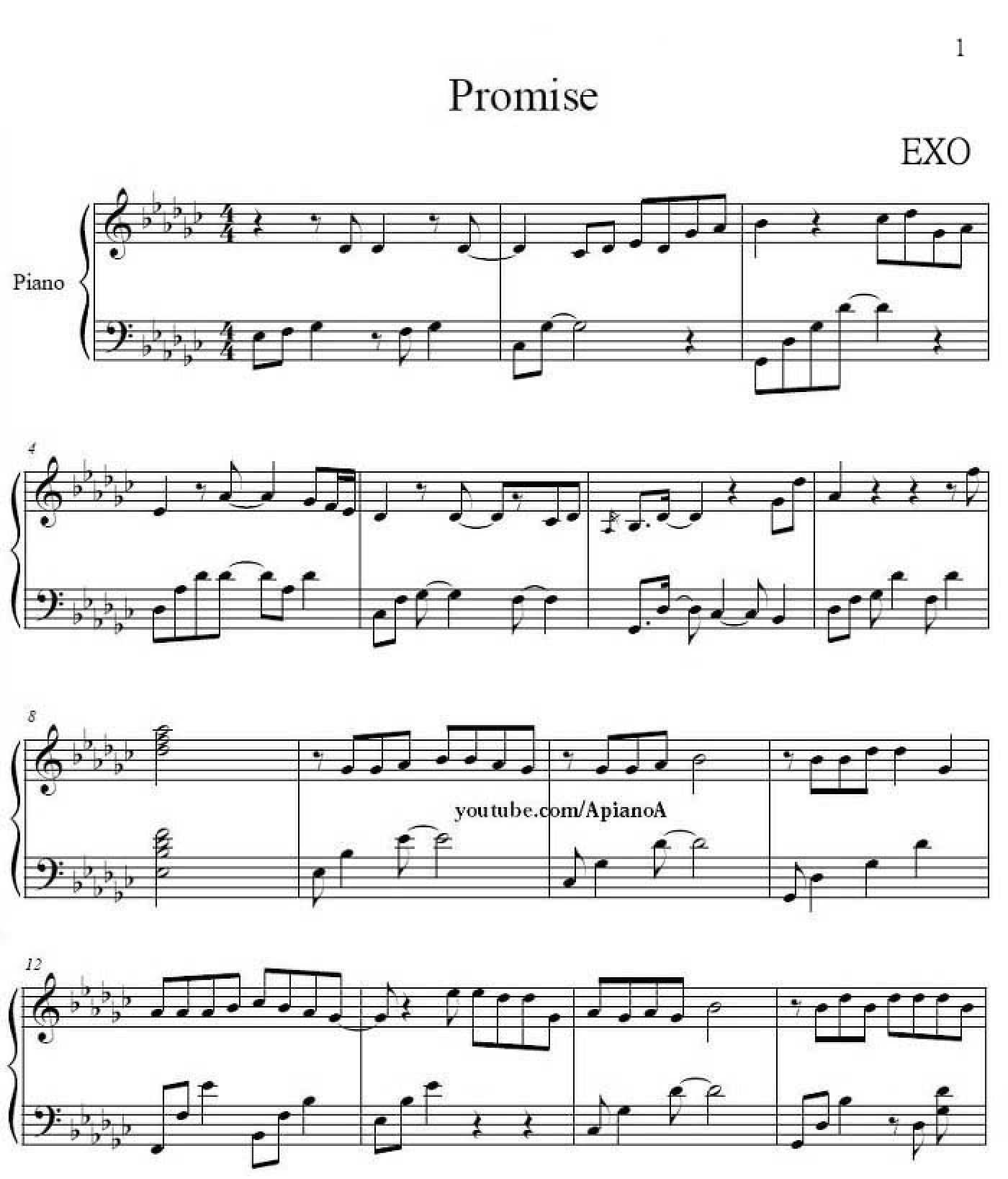 Promise (約定)琴譜