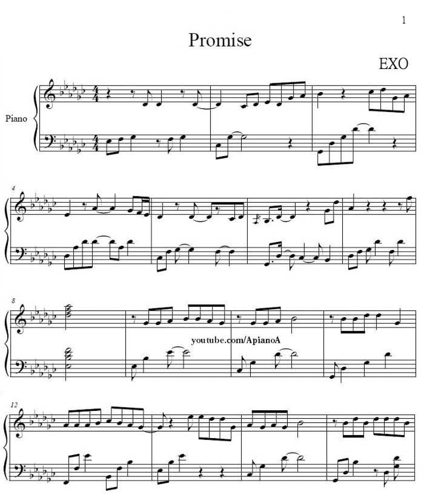 Promise (約定)ピアノ譜