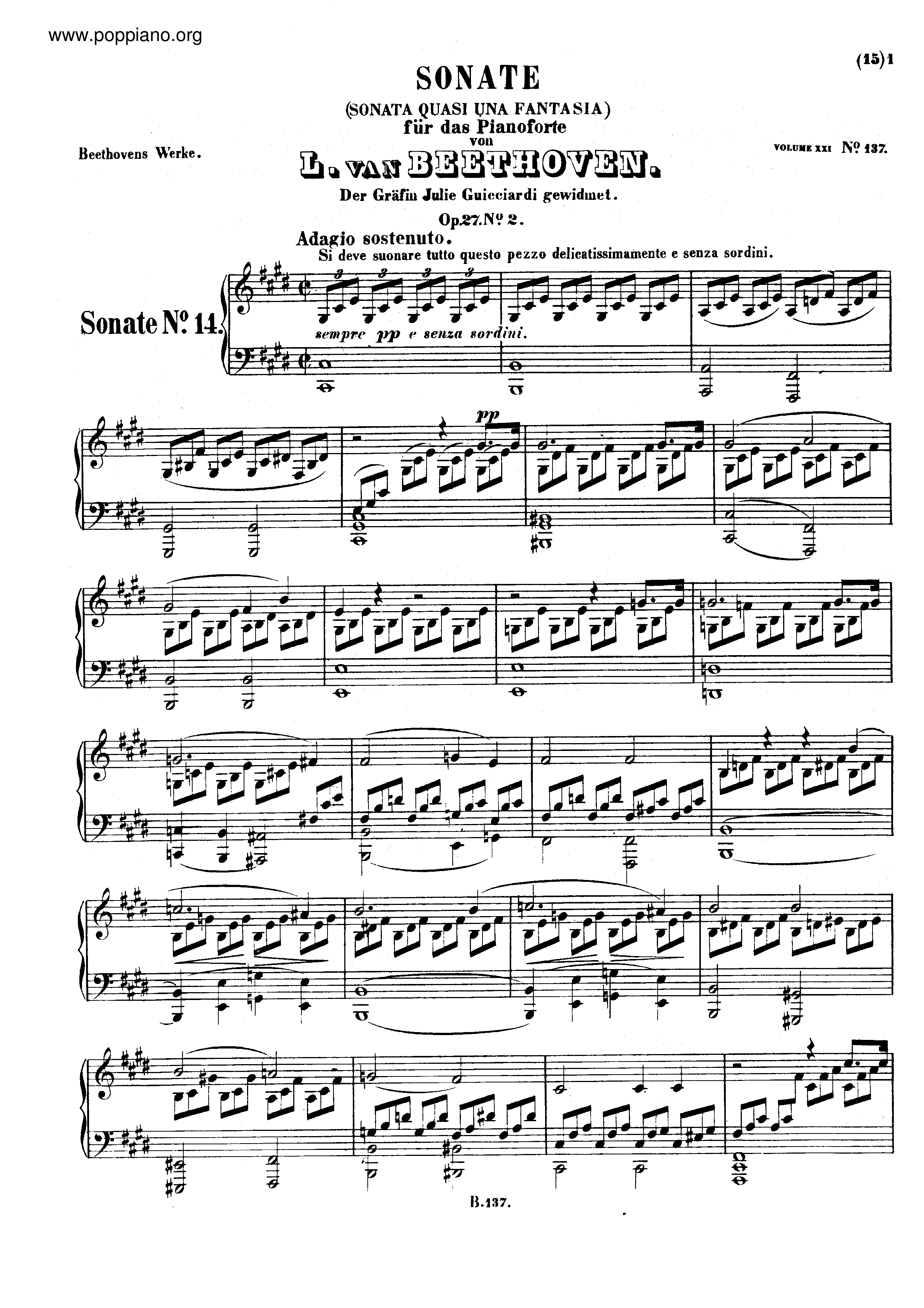 Moonlight Sonata Op.27 No.2 Mov 1 Score