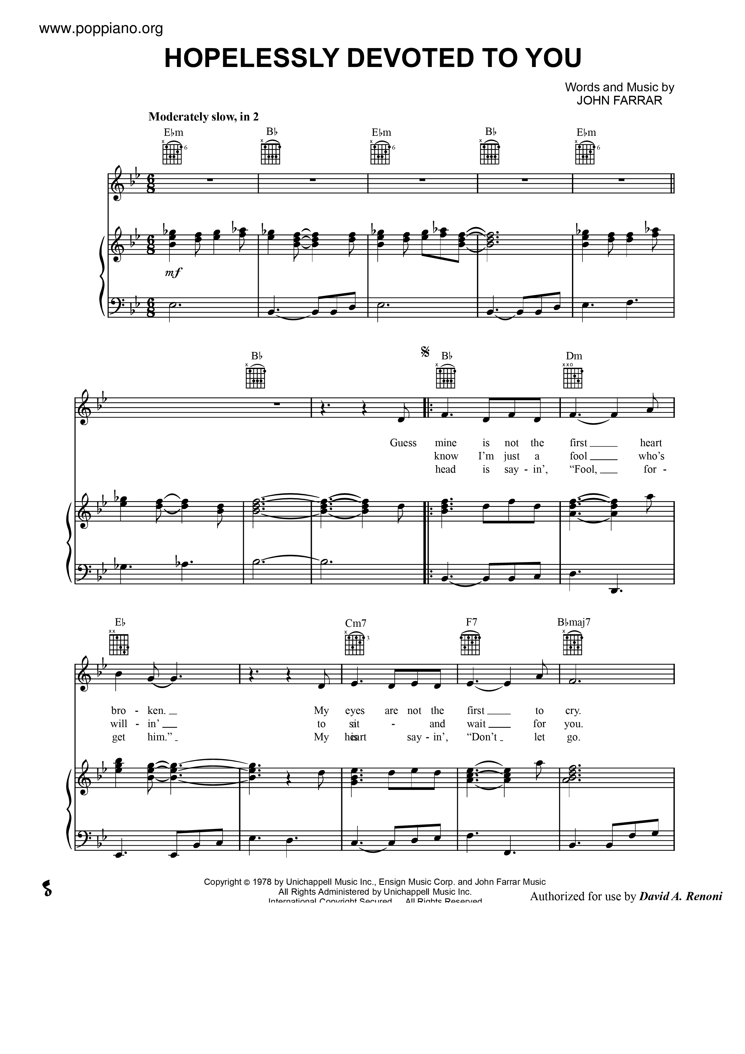 Hopelessly Devoted To You - From Grease Score