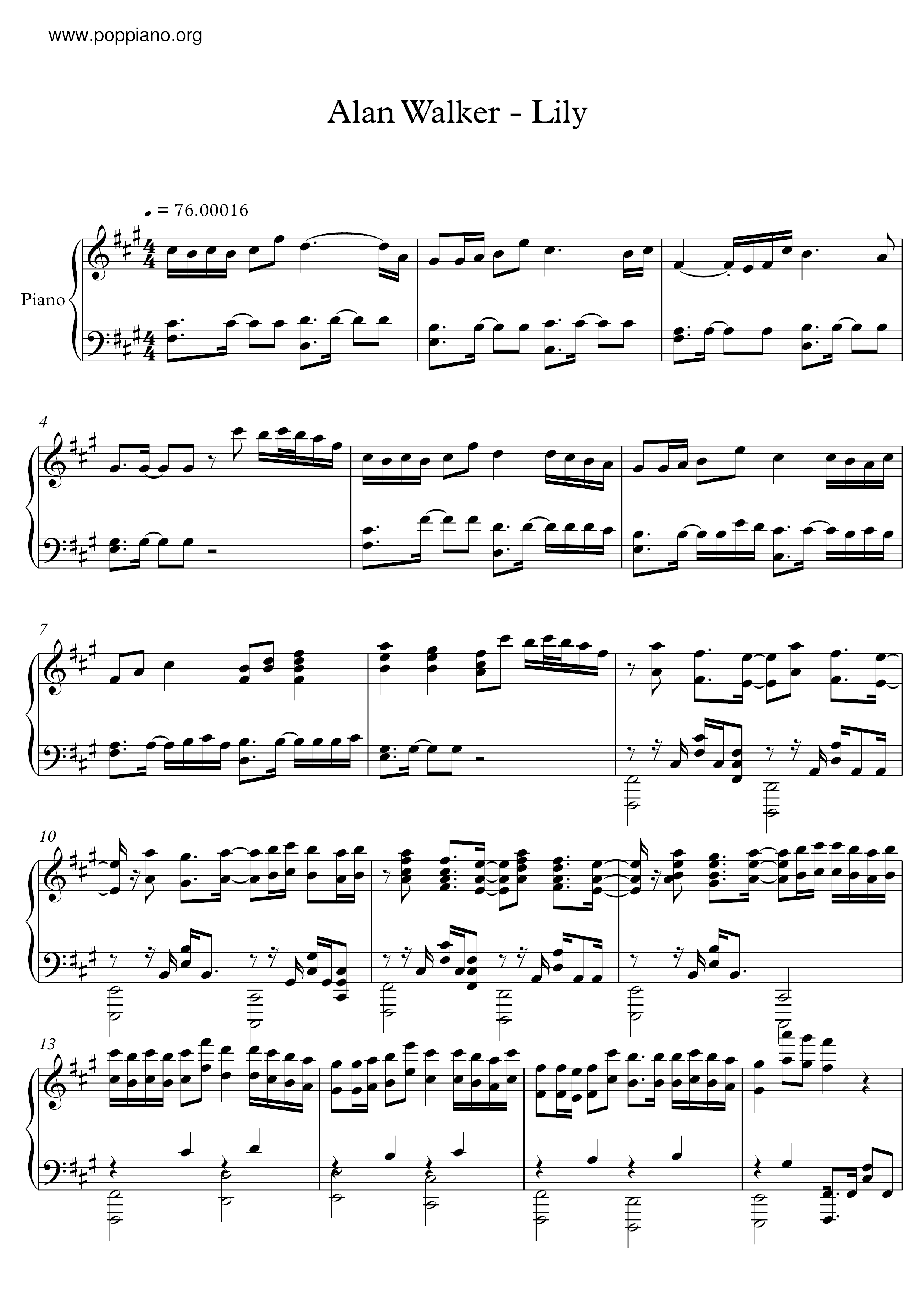 Lilyピアノ譜