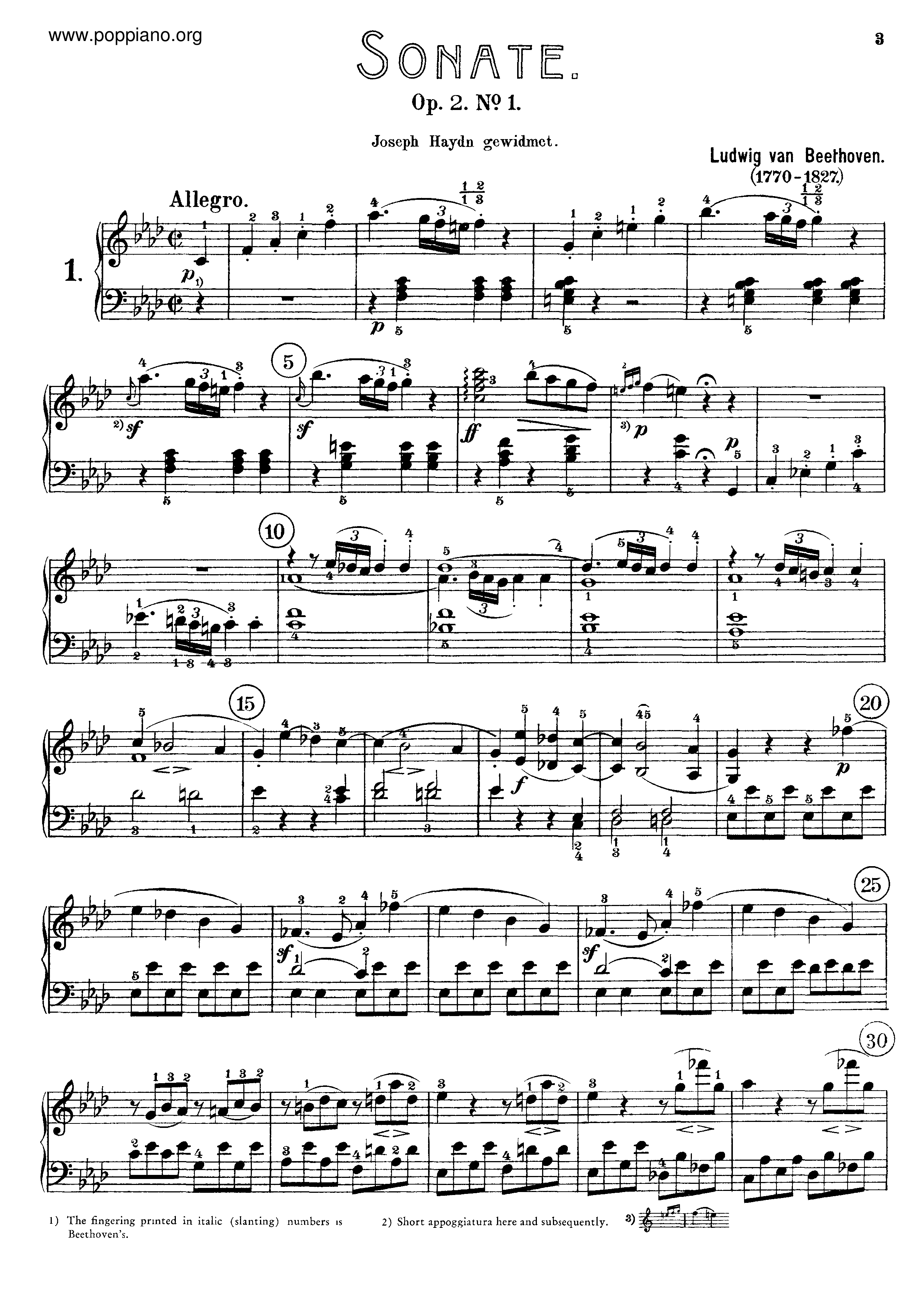 Piano Sonata No. 1 In F Minor, Op. 2 No. 1琴谱