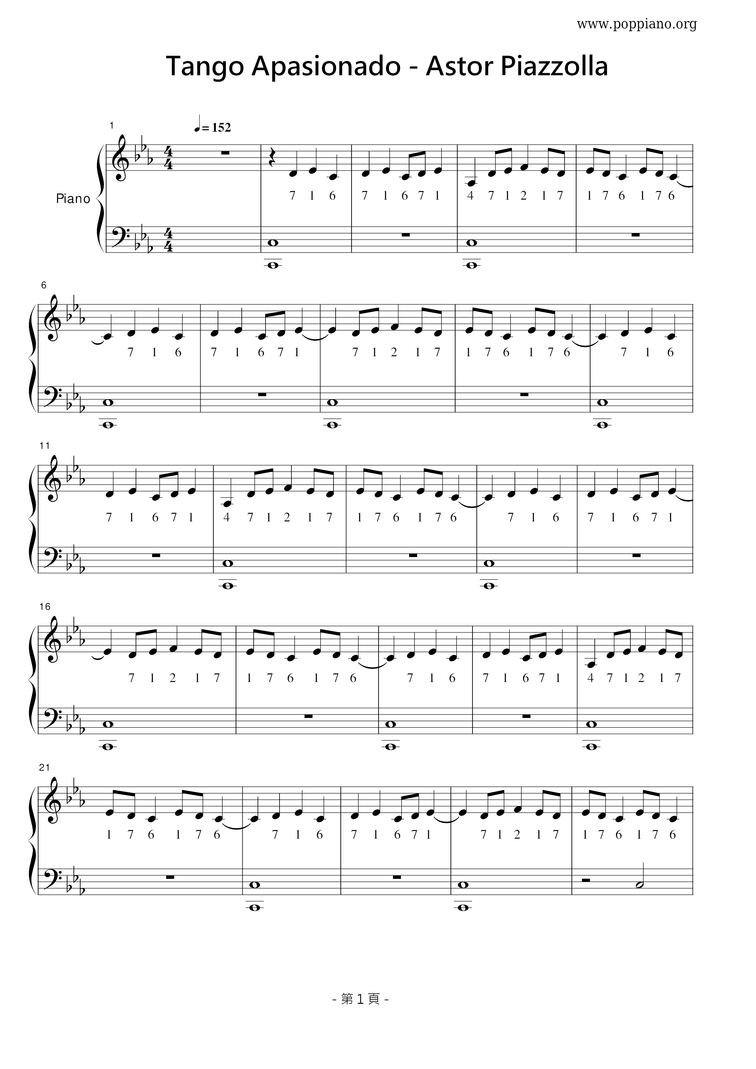 Tango Apasionado Score