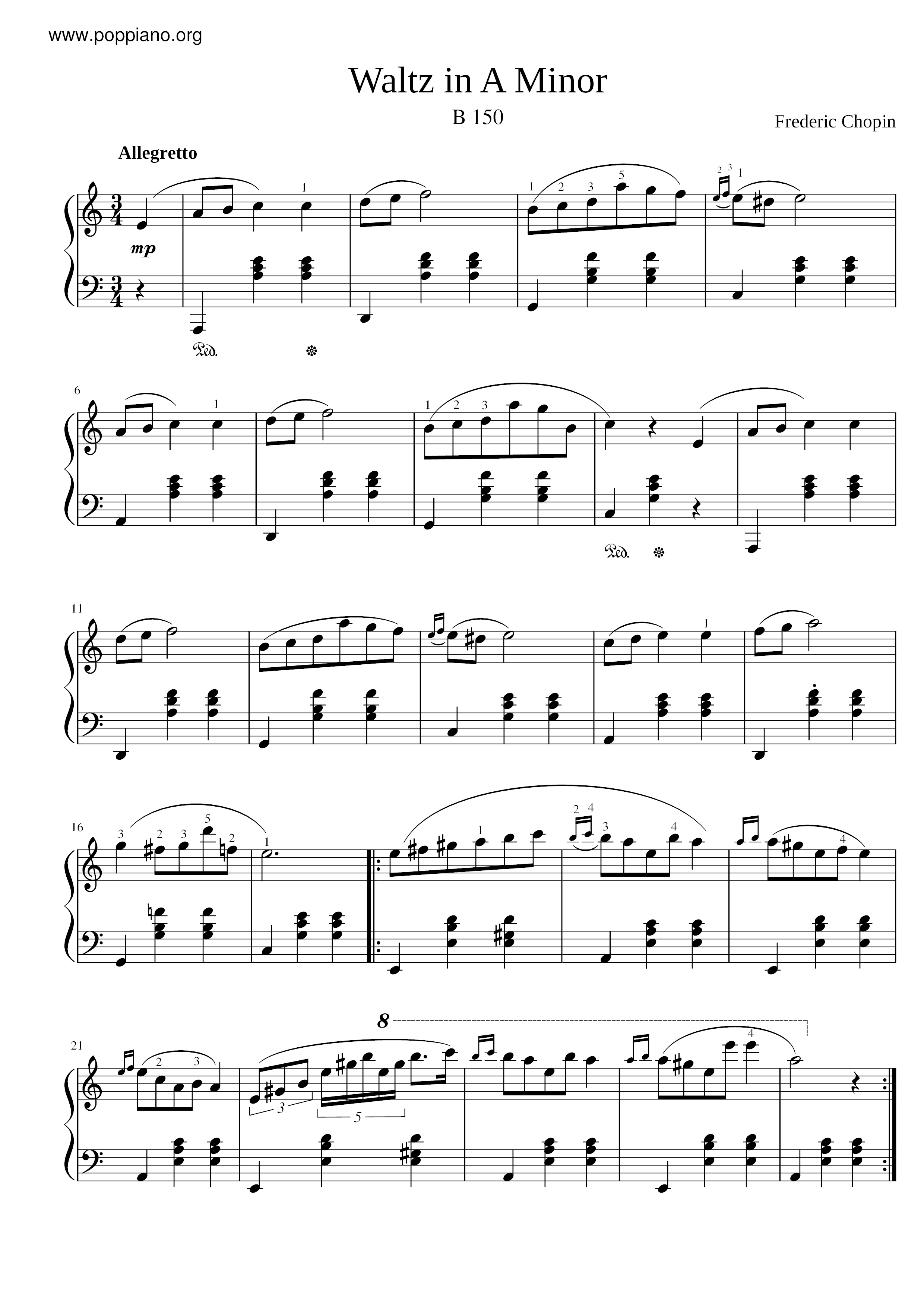 Waltz in A Minor, Op. Posth., B. 150 Score