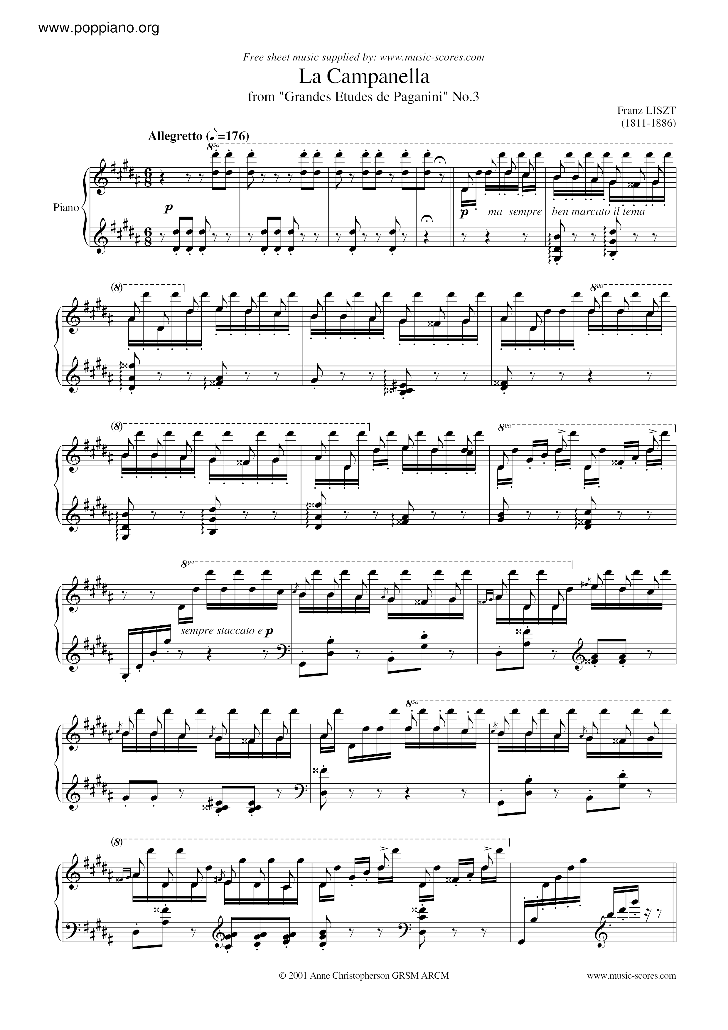 La campanella in G-Sharp Minor (From Grandes études de Paganini, S. 141 / 3)琴譜