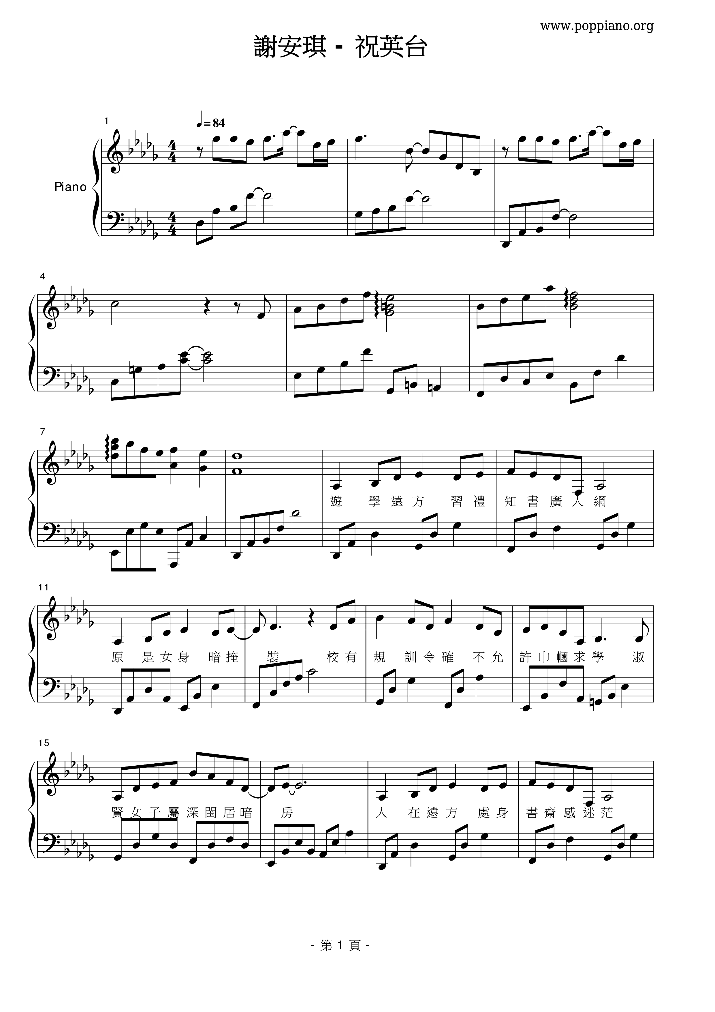 Zhu Yingtai Score