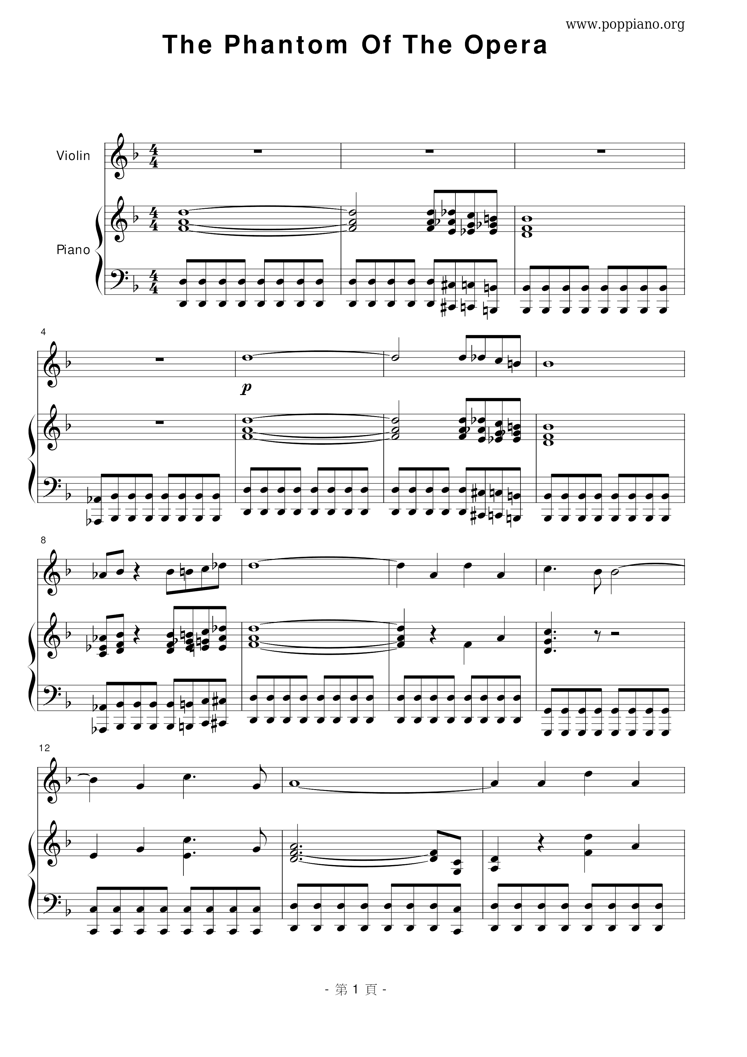 The Phantom of the Opera Score