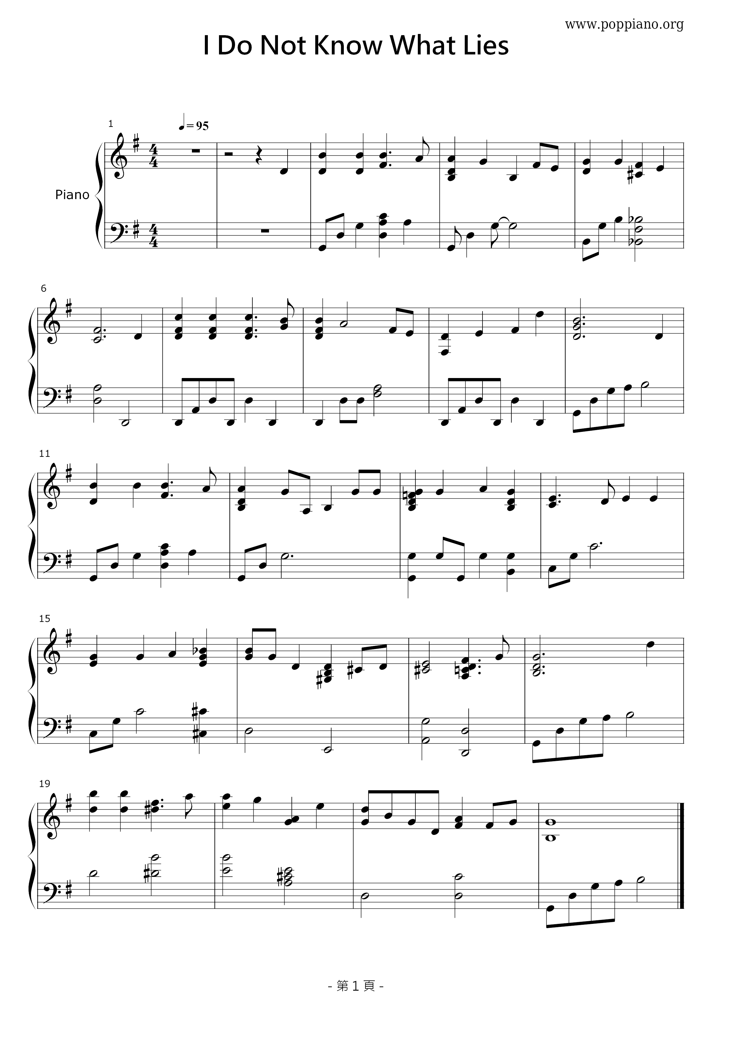 I Do Not Know What Lies Score