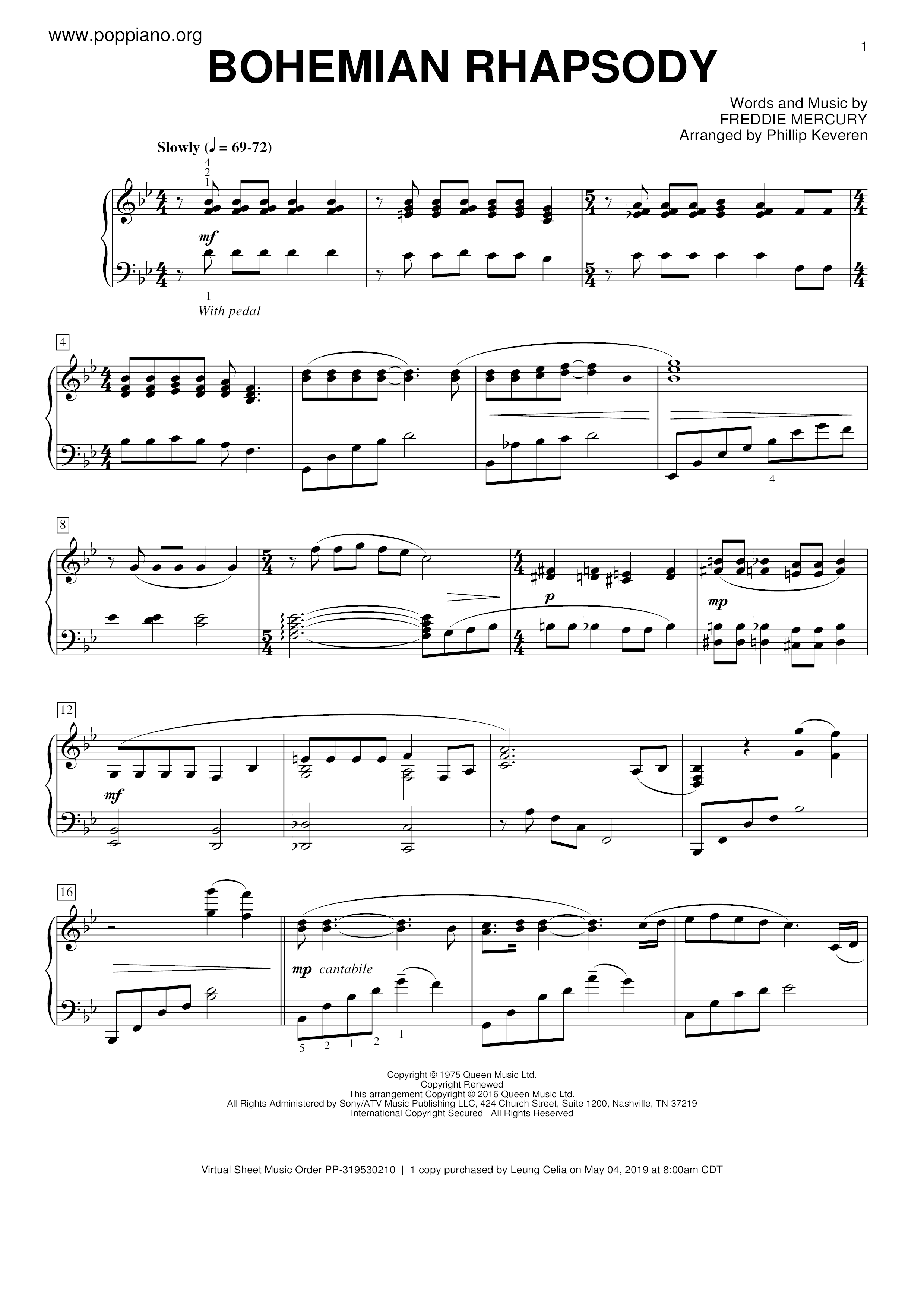 Bohemian Rhapsody Score