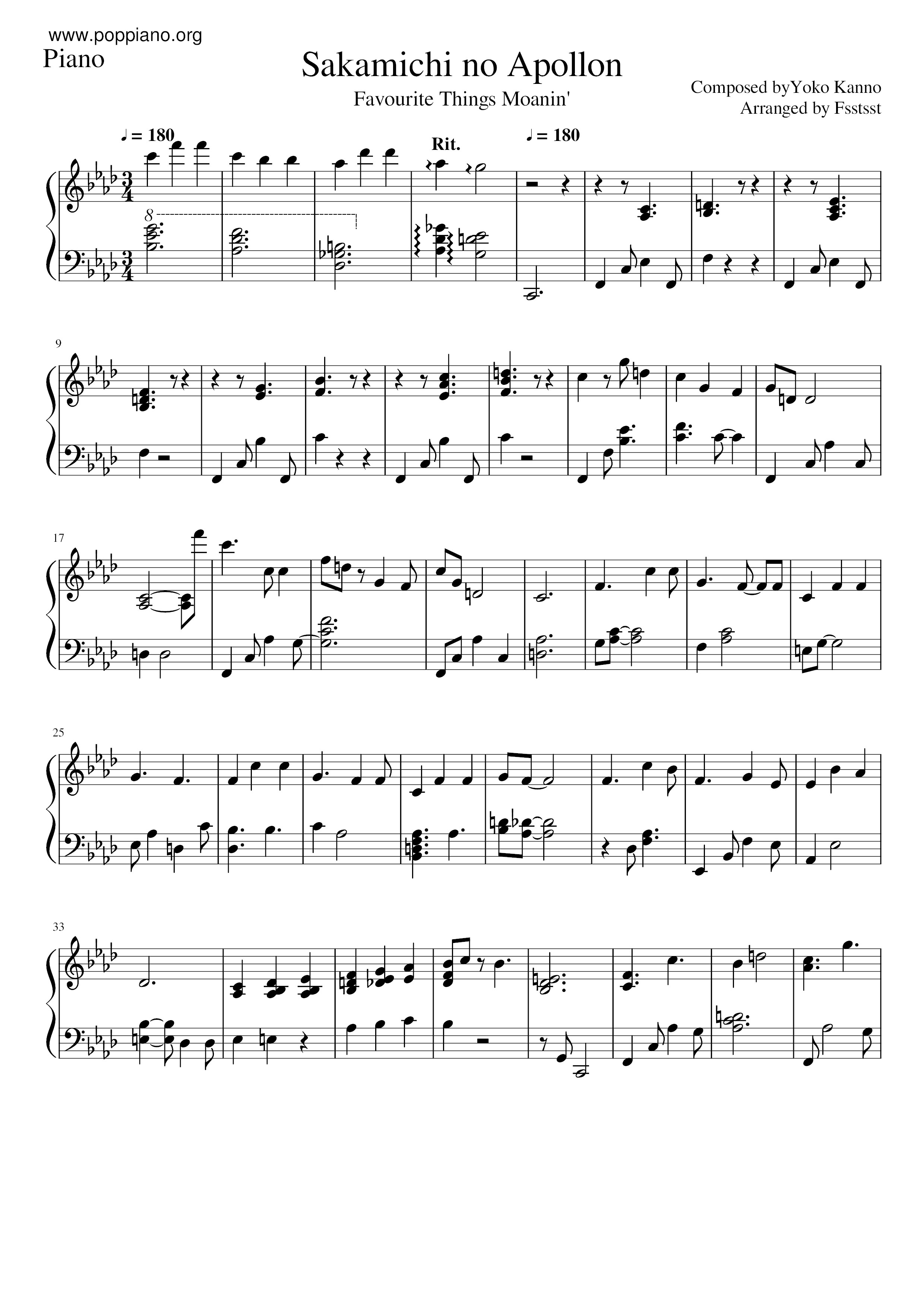 Sakamichi No Apollon Score