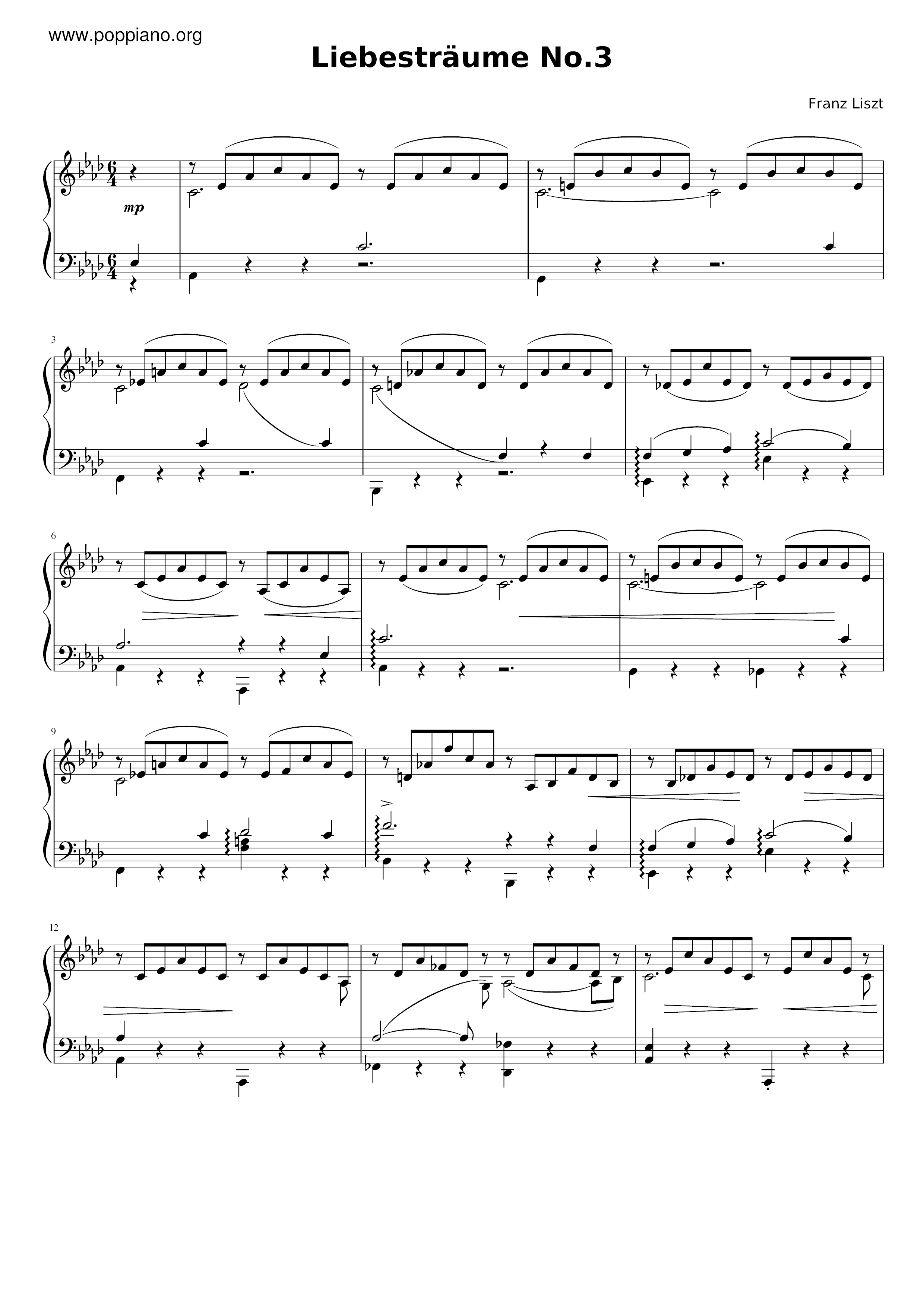 Liebestraum No. 3 in A-Flat Major, S. 541 / 3ピアノ譜