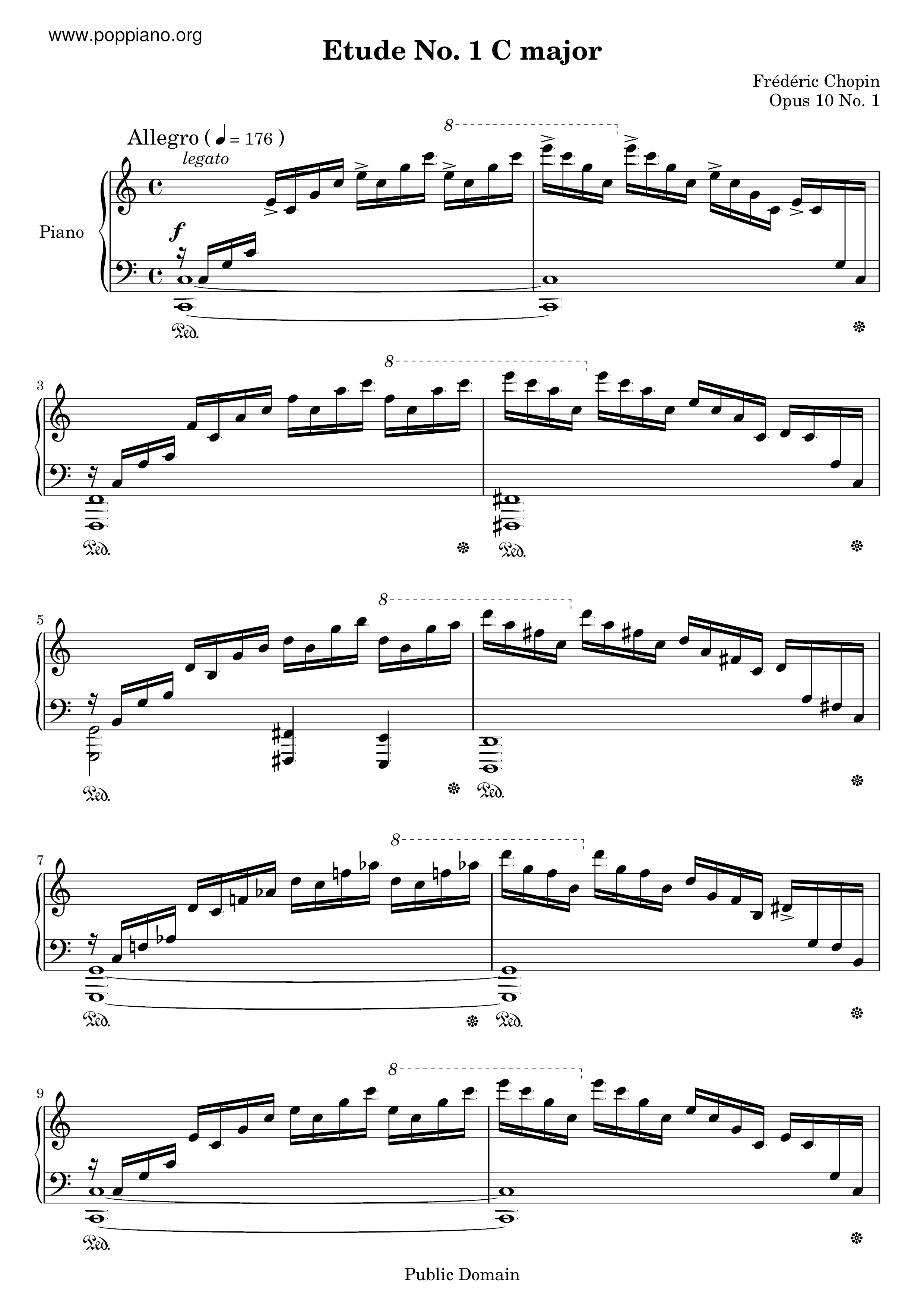 Op. 10, Etude No. 1 Waterfall Score