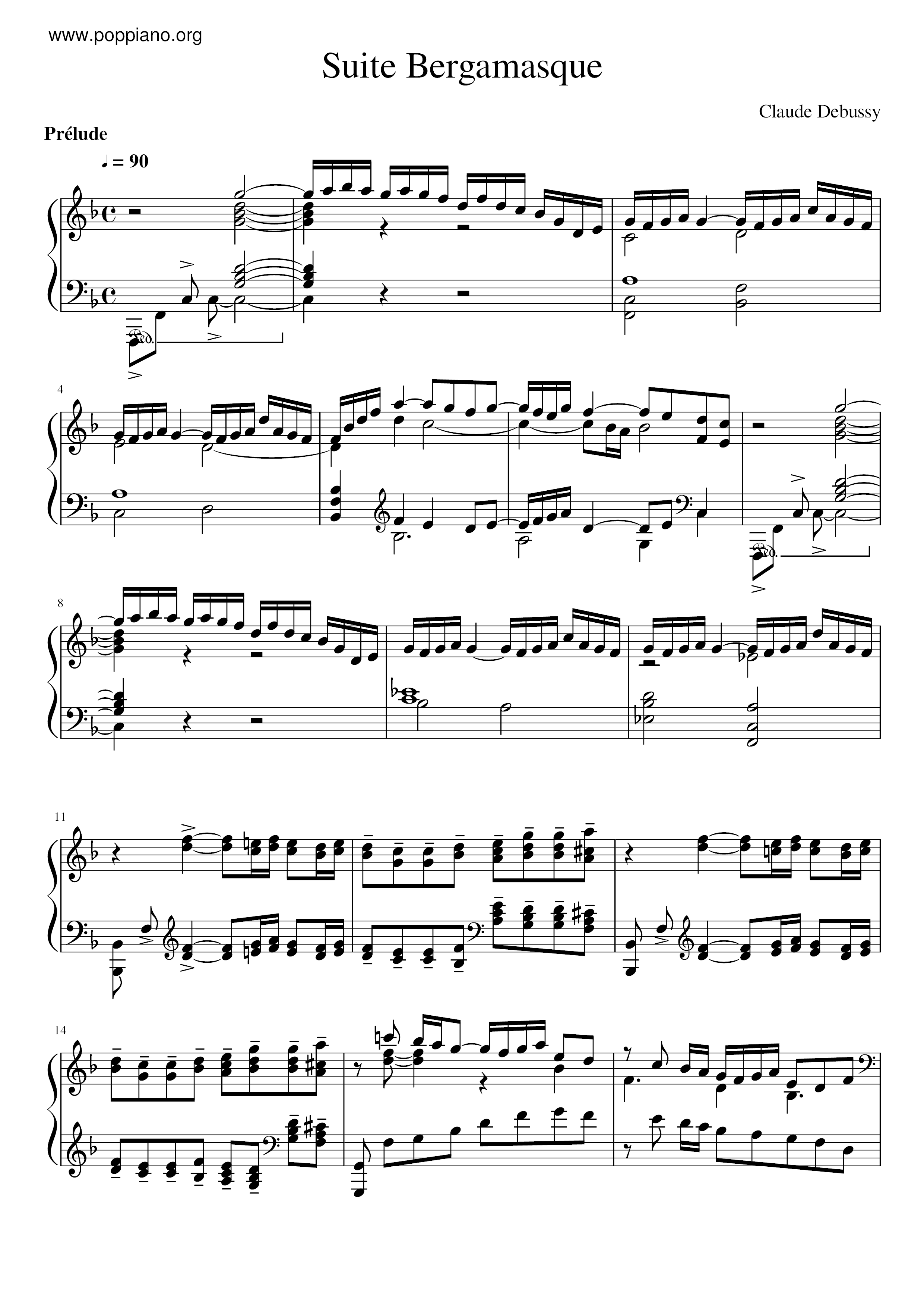 Suite Bergamasque Score