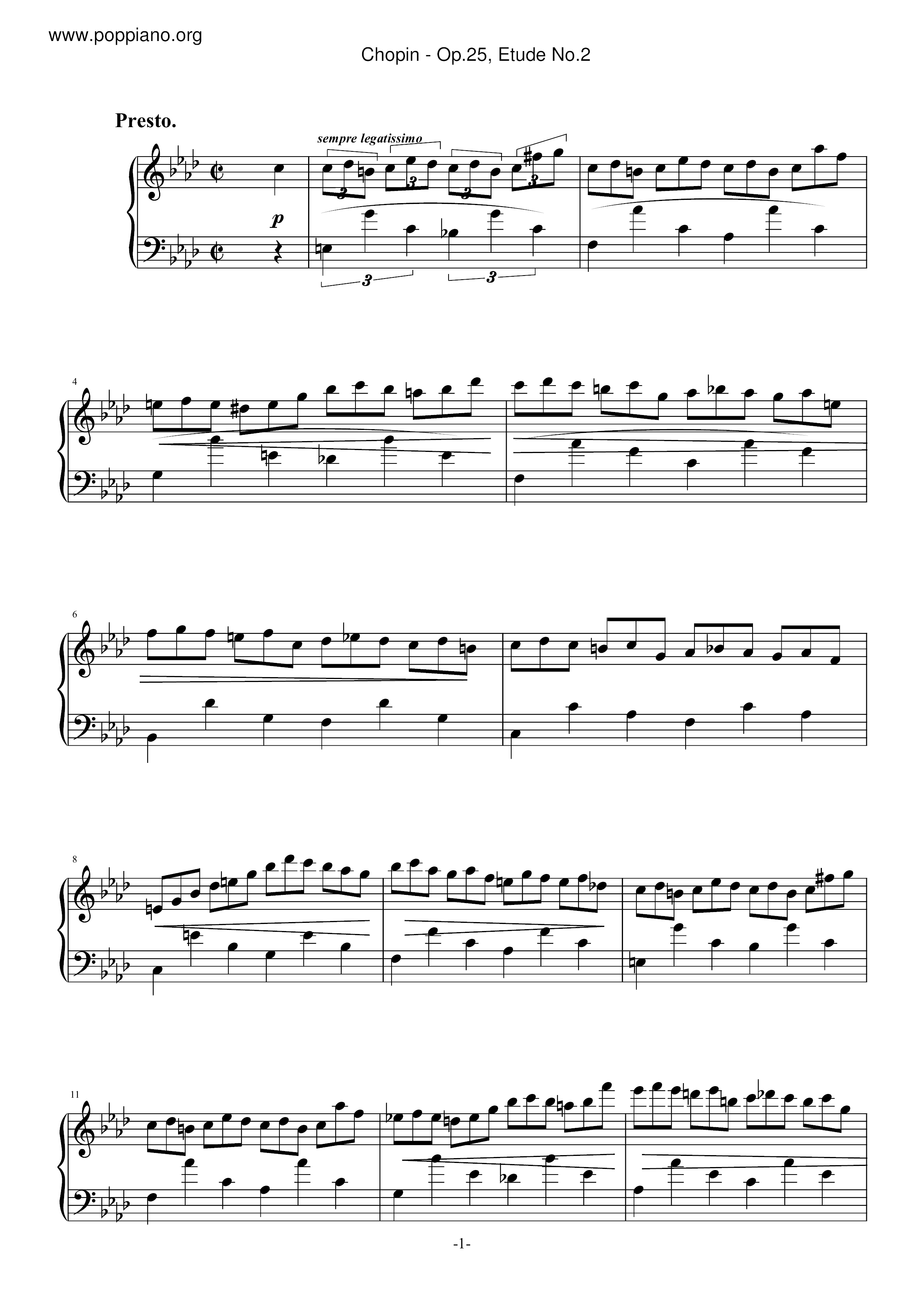 Op. 25, Etude No. 2琴譜