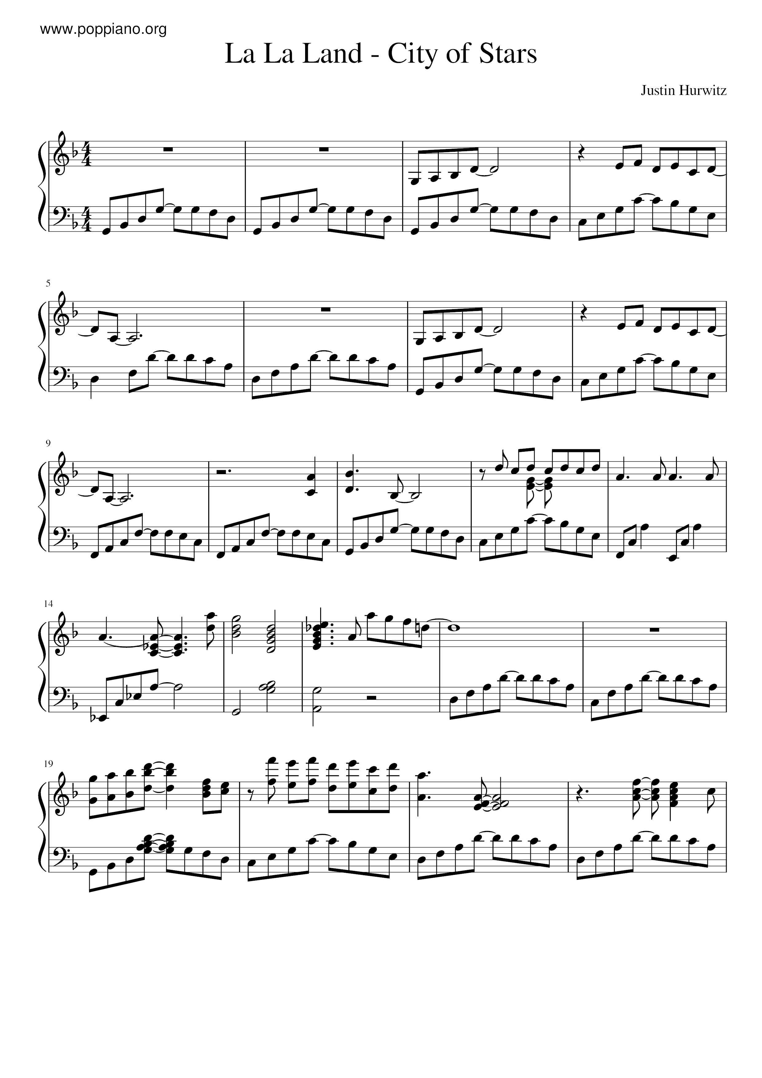 La La Land - City Of Stars Score