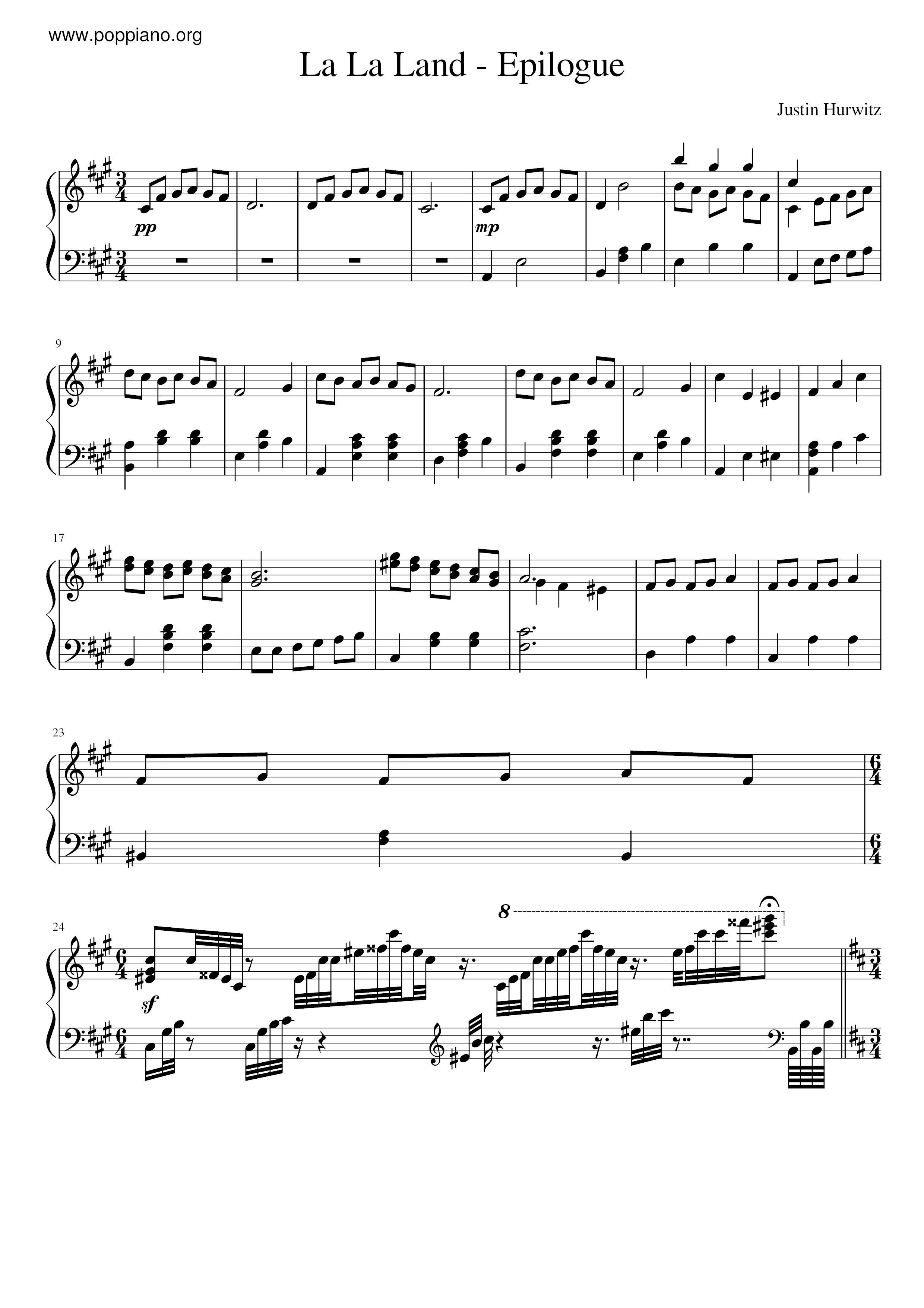 La La Land - Epilogueピアノ譜