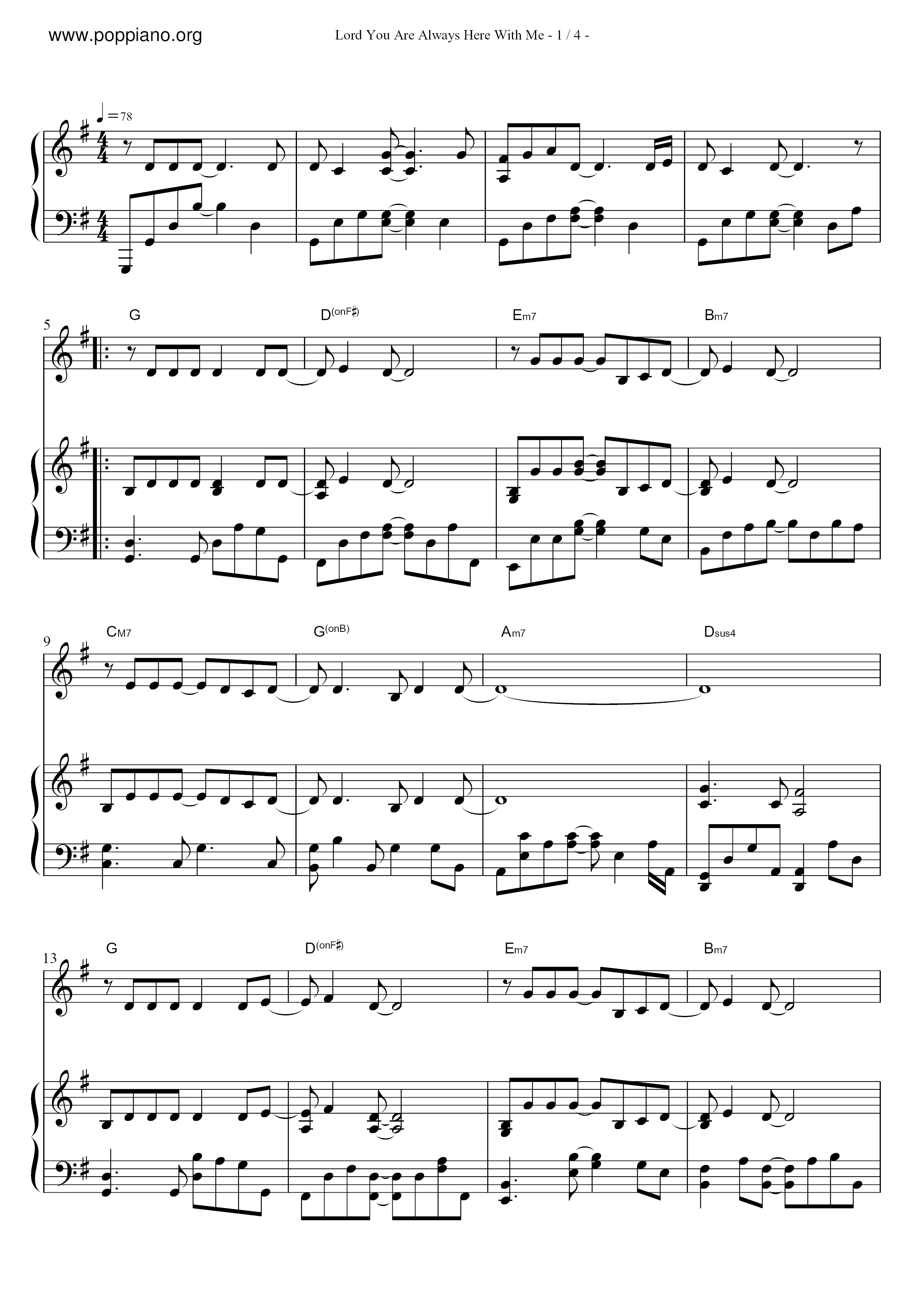 Lord You Are Always Here With Me Score