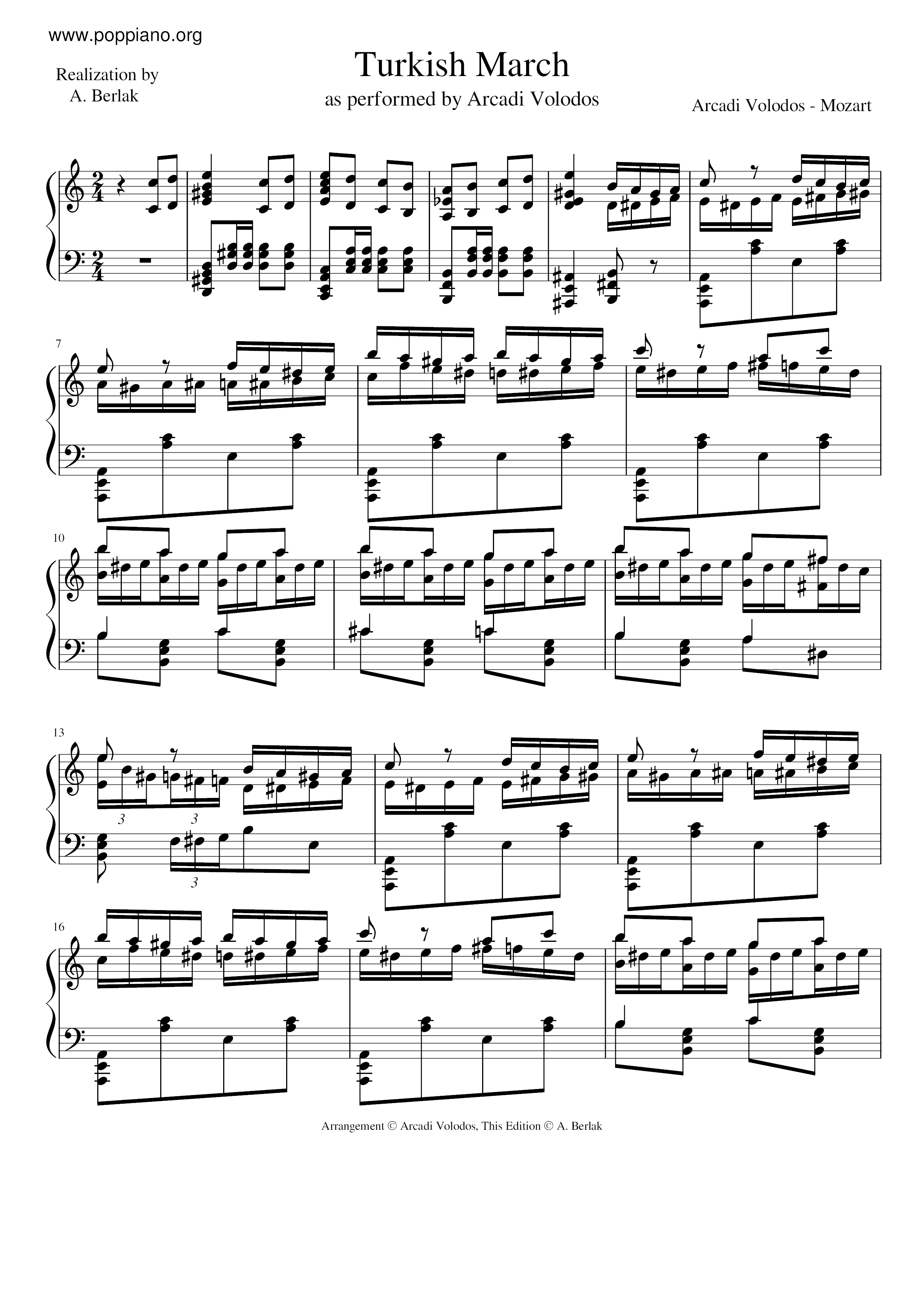 Turkish March Jazzピアノ譜