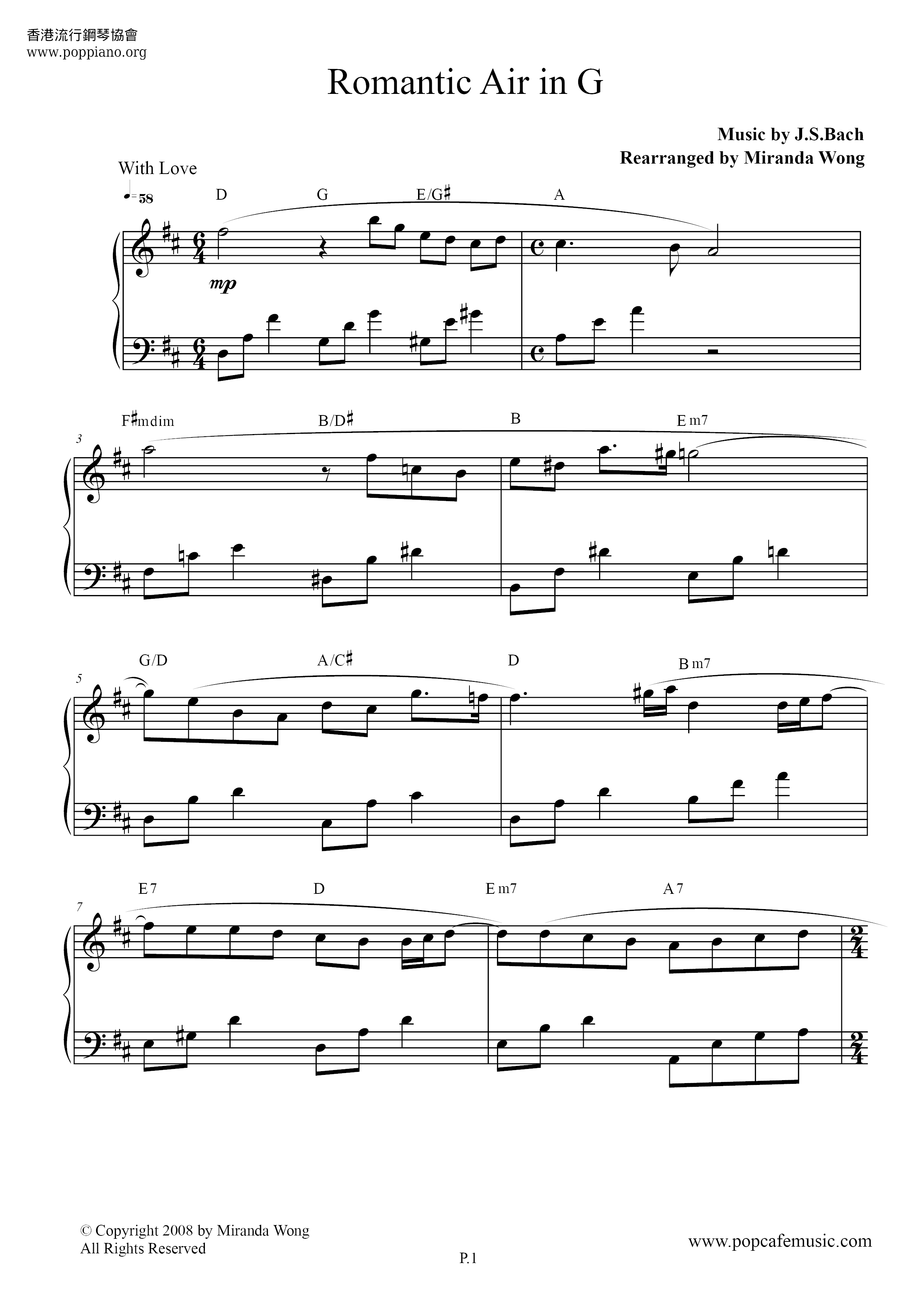 Romantic Air In G Score