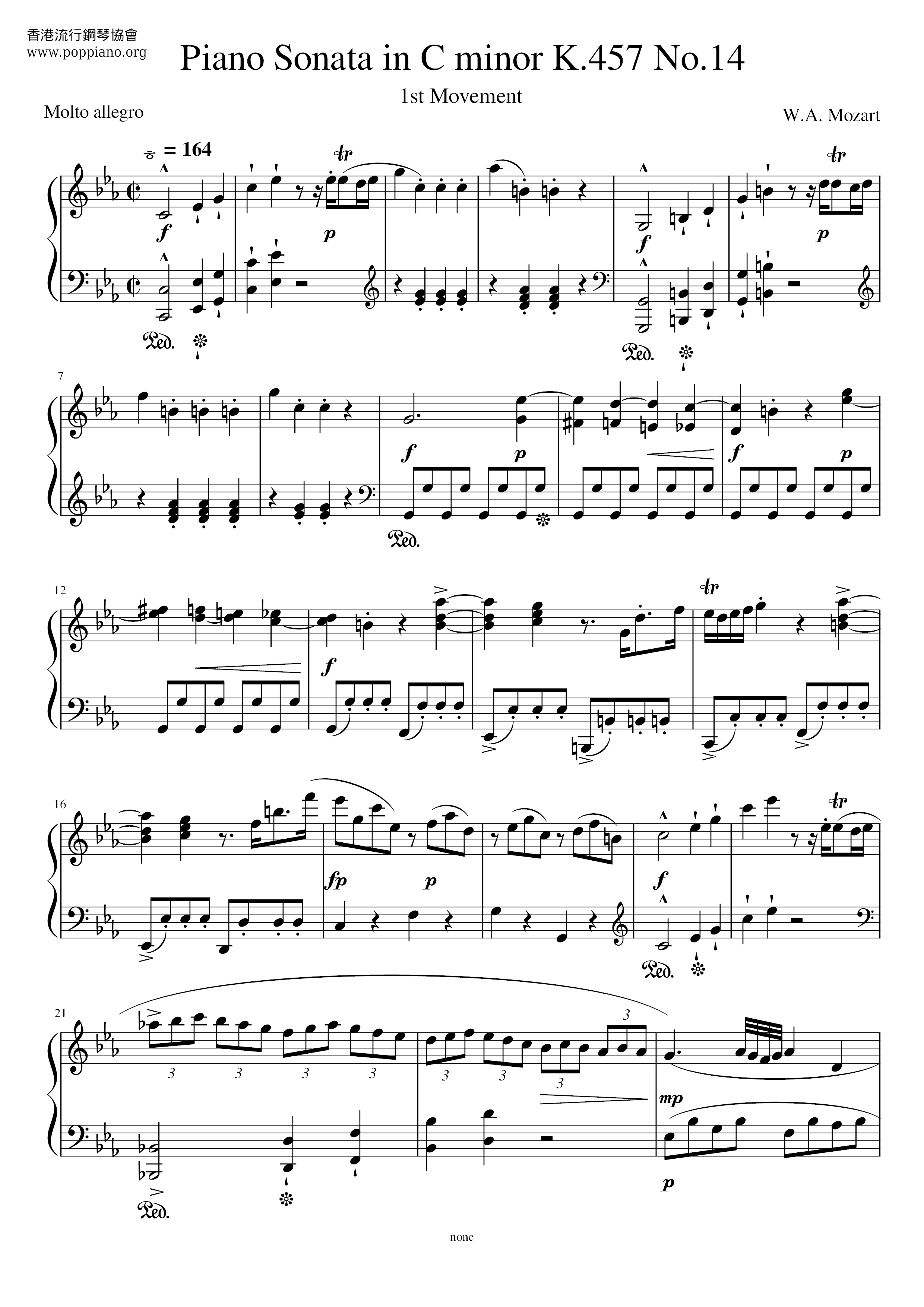Piano Sonata In C Minor, K. 457琴譜