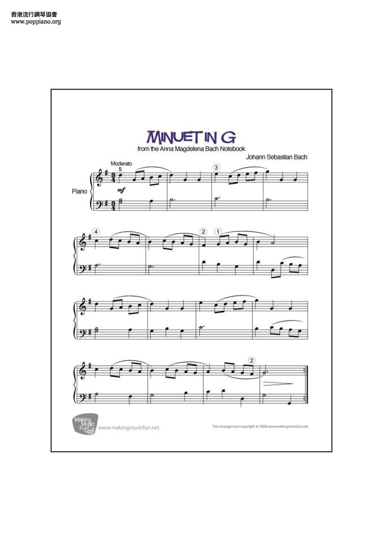 Minuet In G Majorピアノ譜