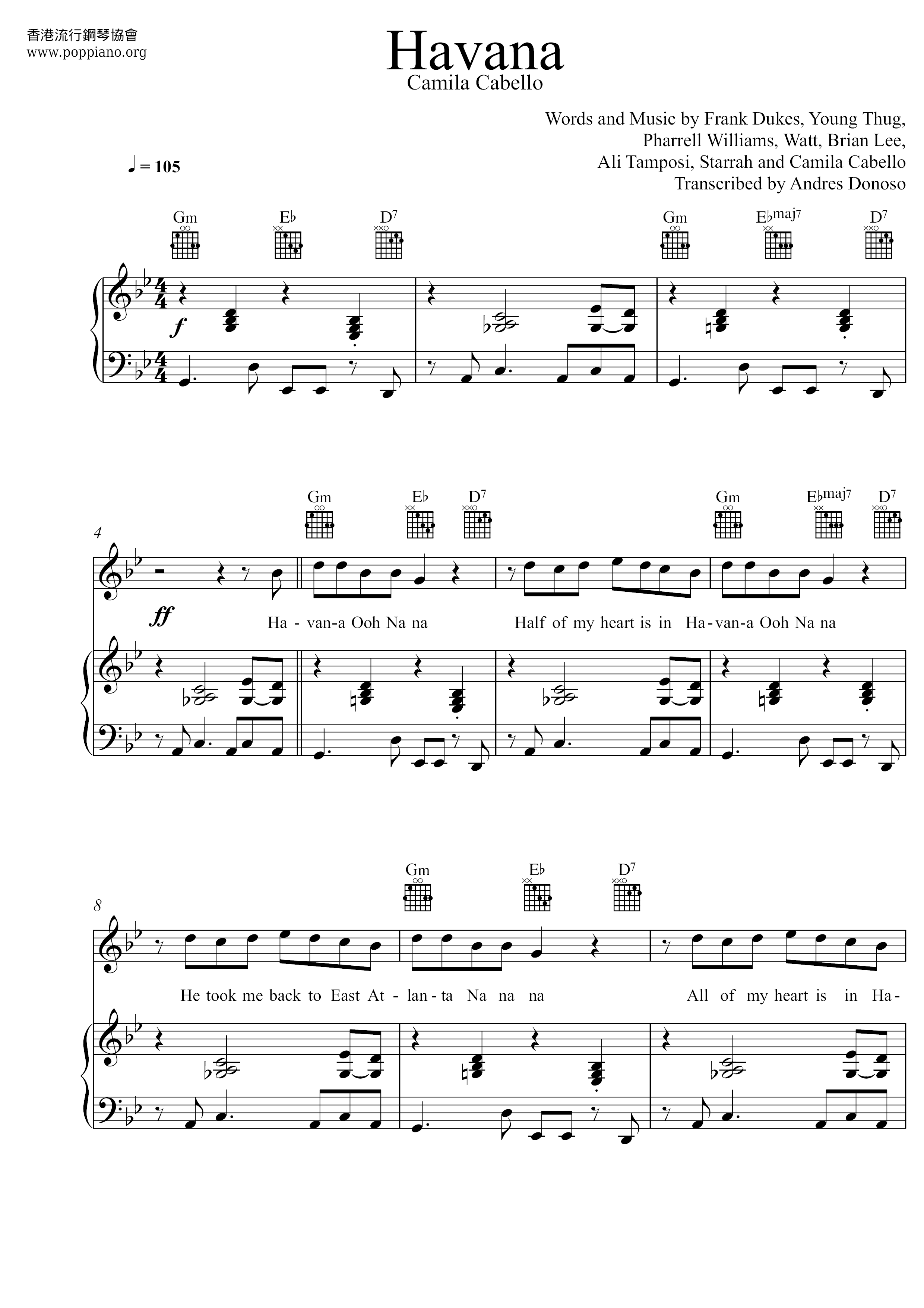 Havana琴谱