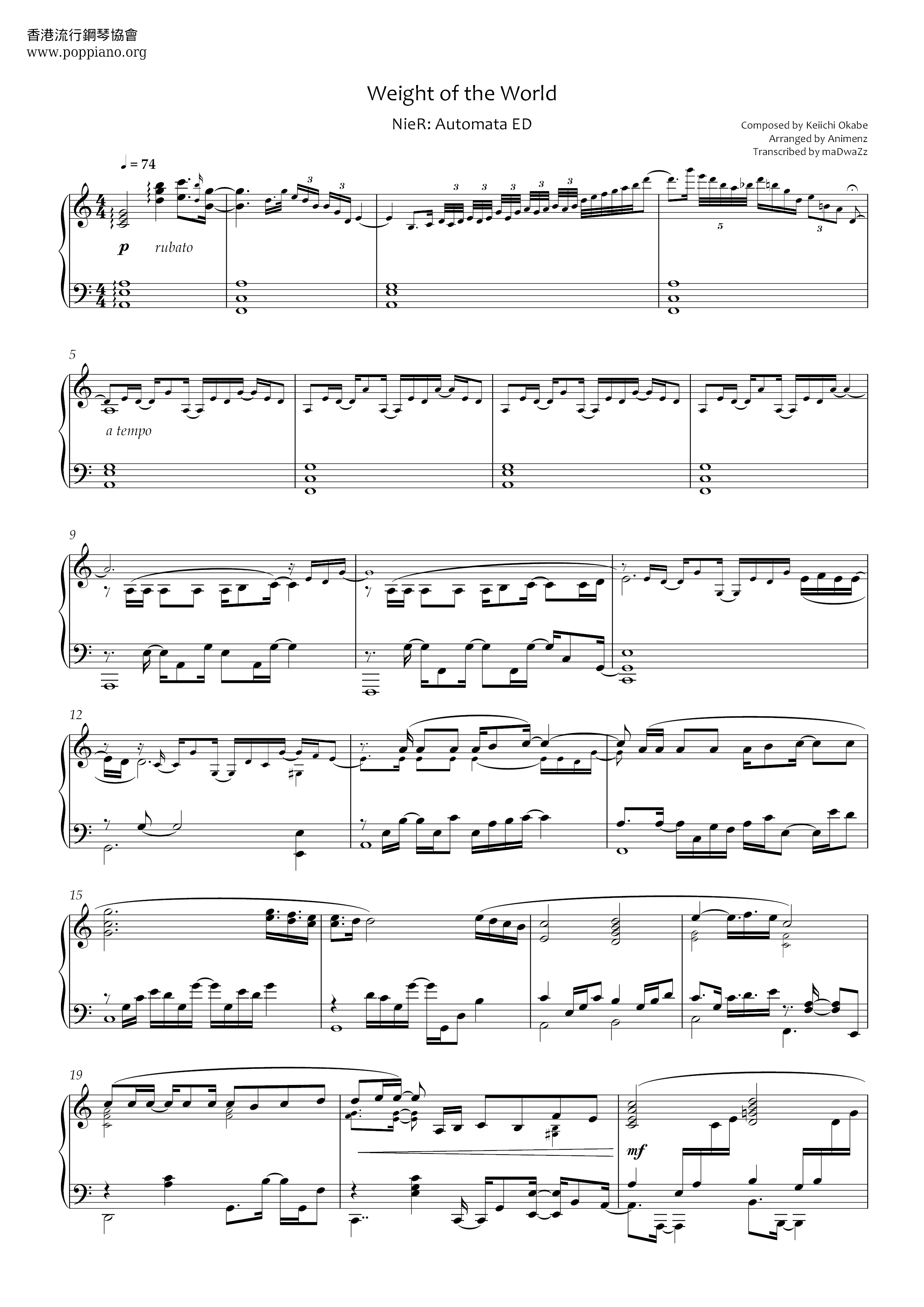 Weight Of The World (NieR: Automata) Score