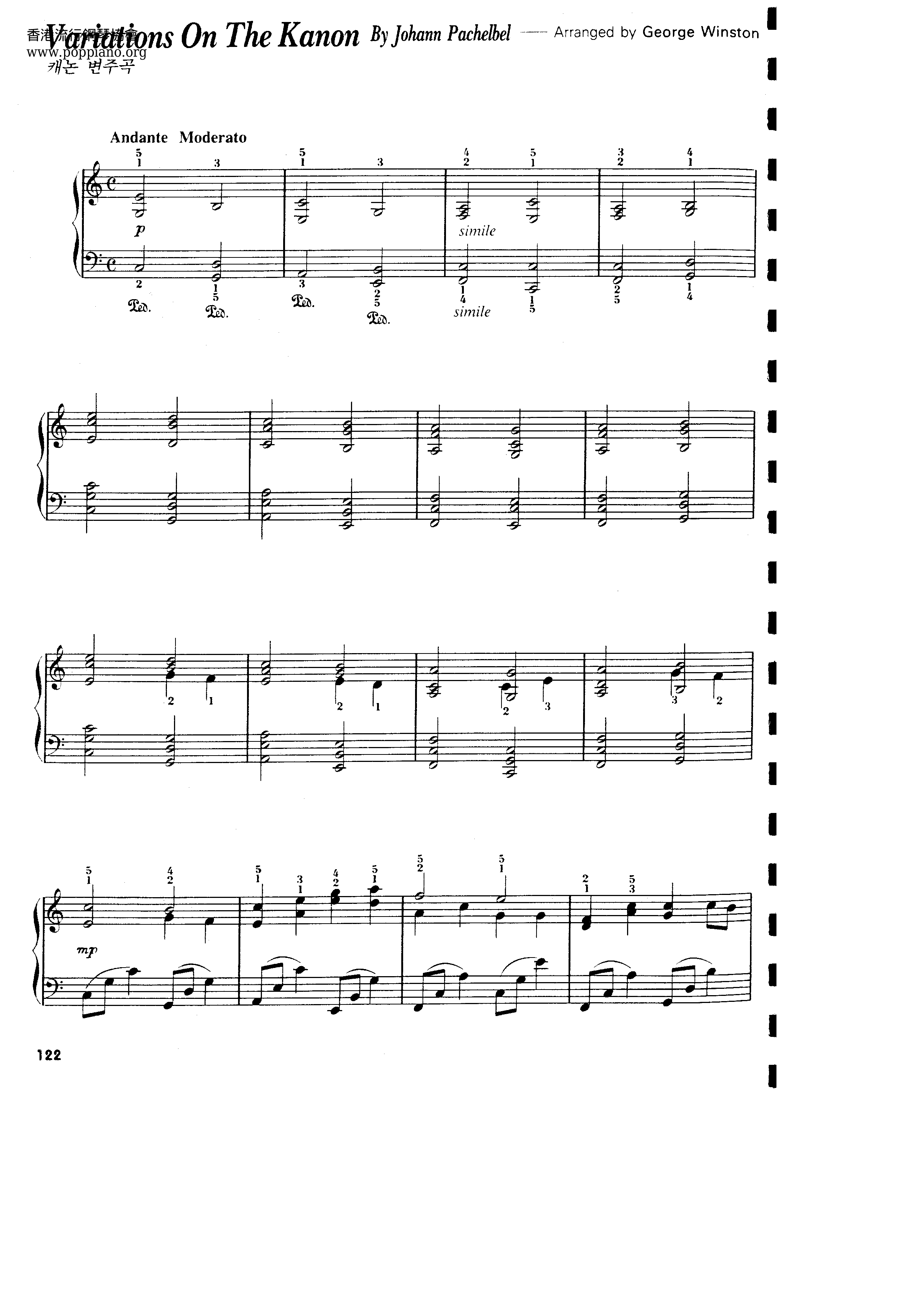 Variations On The Canonピアノ譜