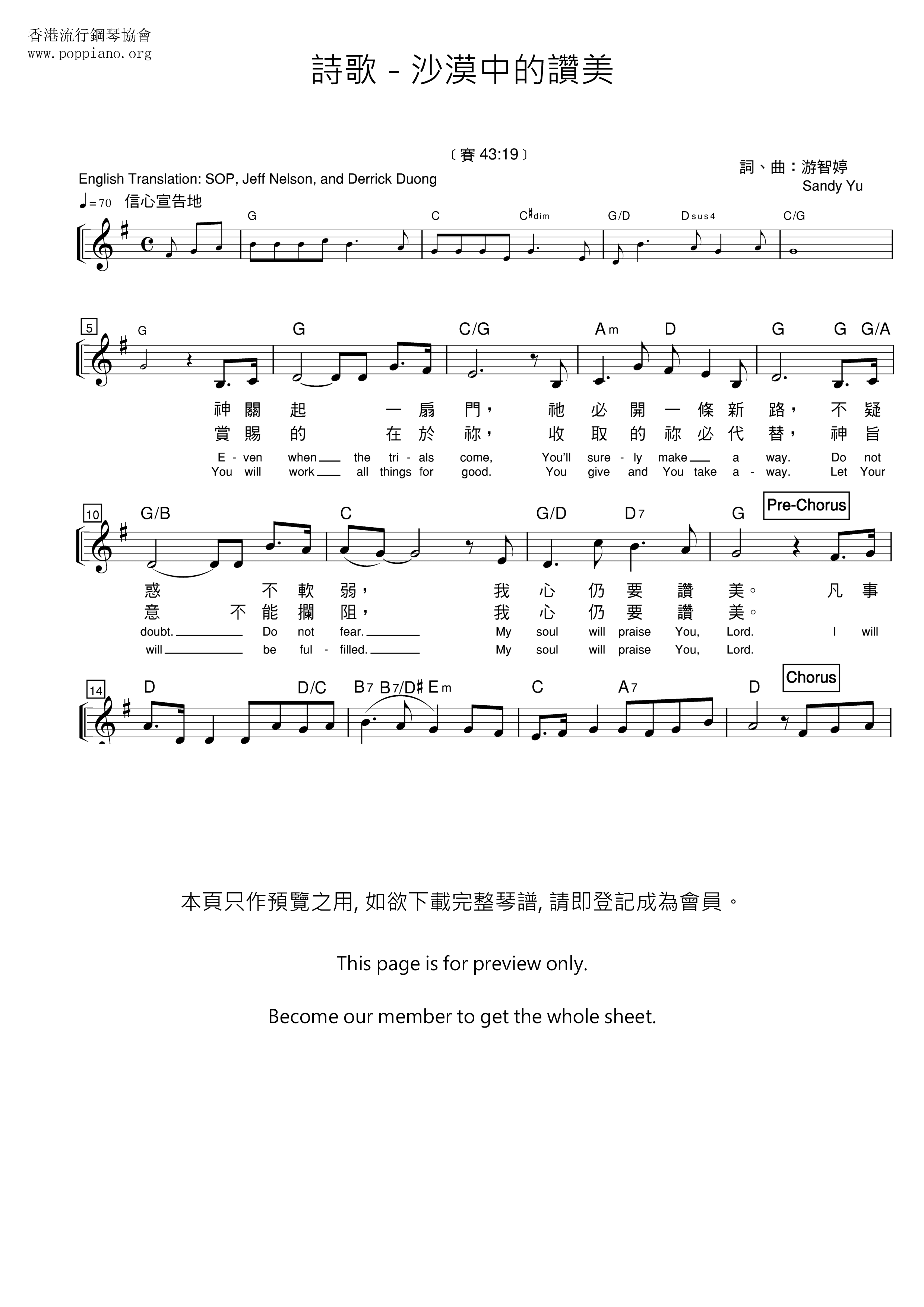 Praise In The Desert Score