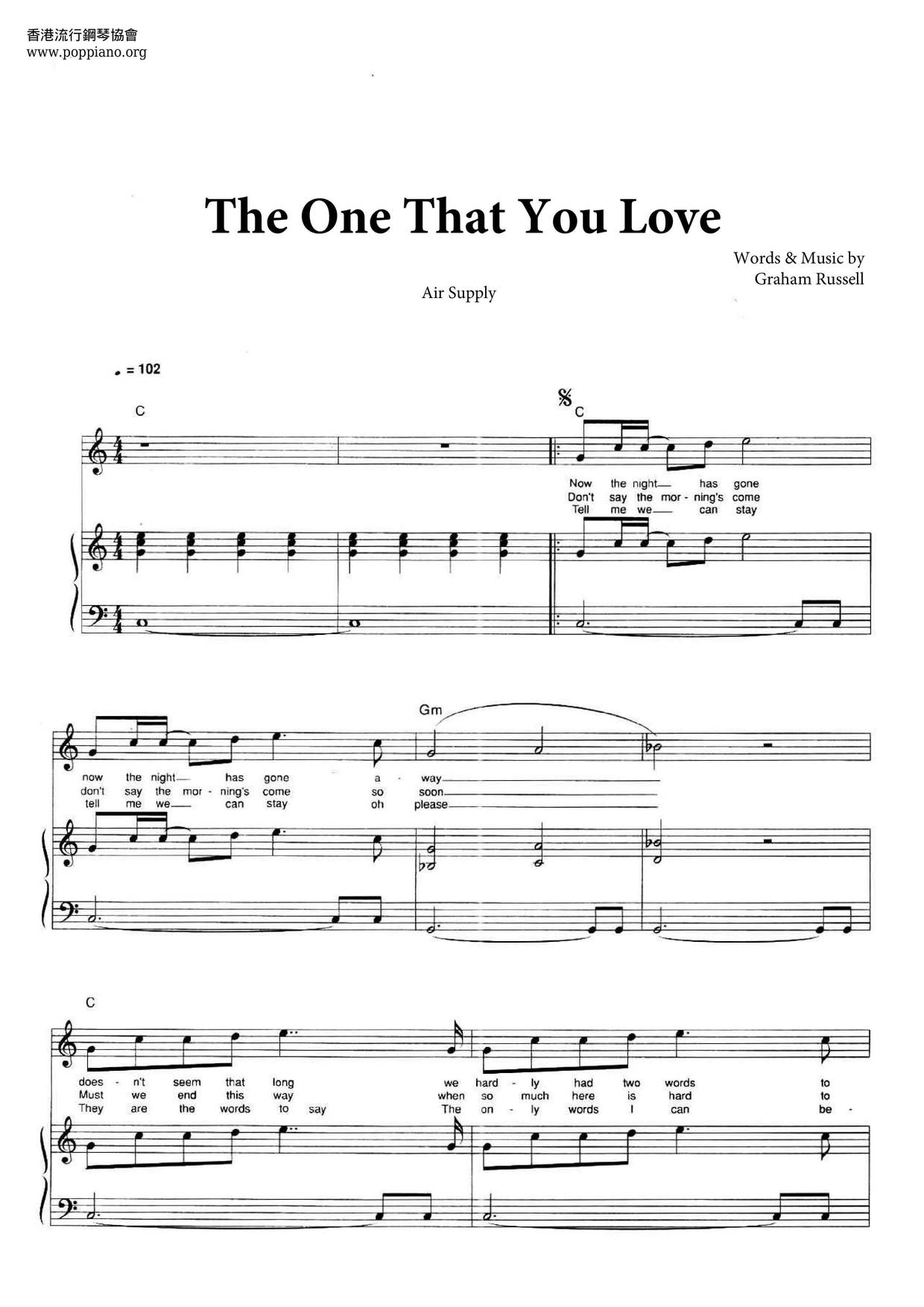 The One That You Loveピアノ譜