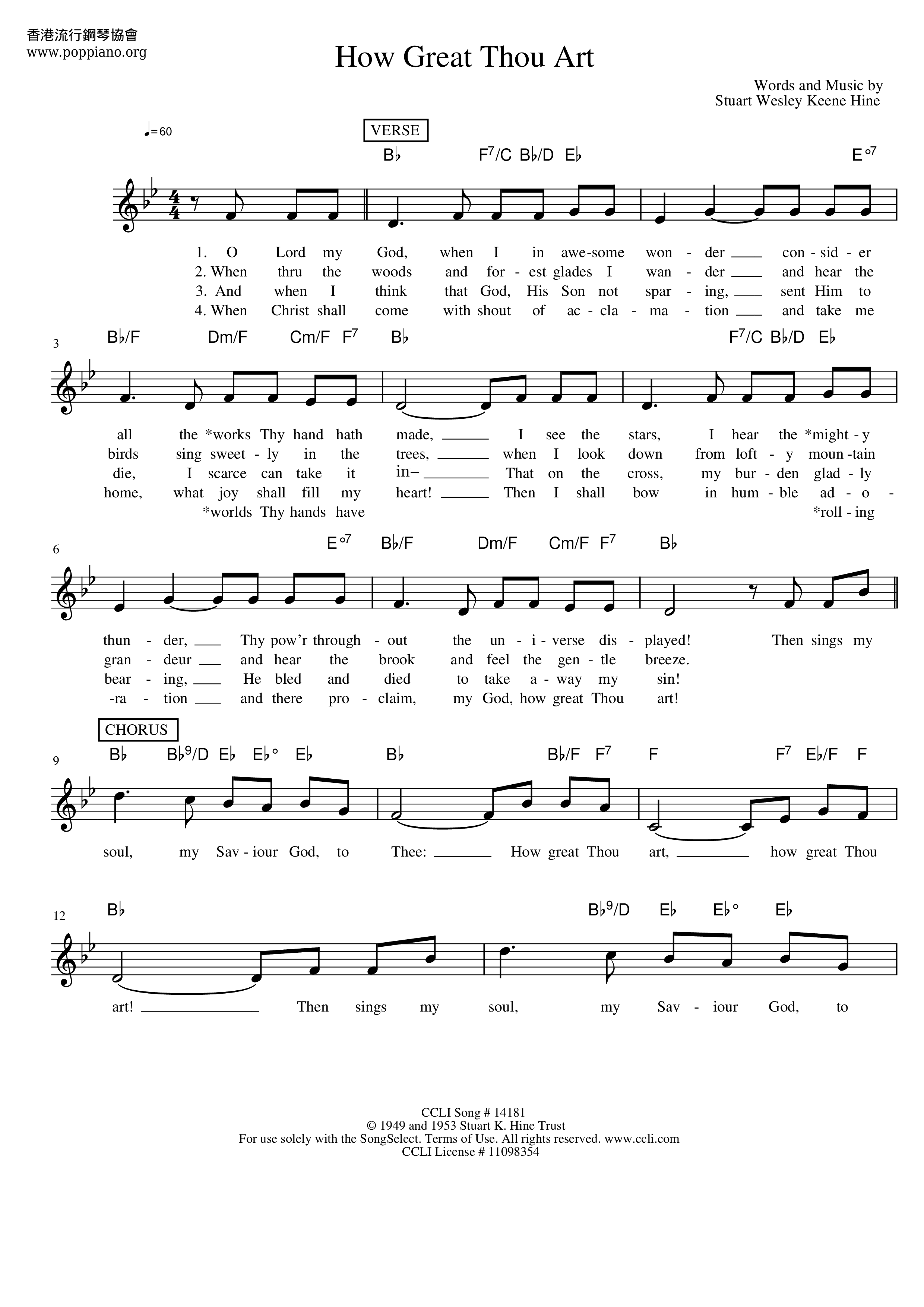 How Great Thou Art Score