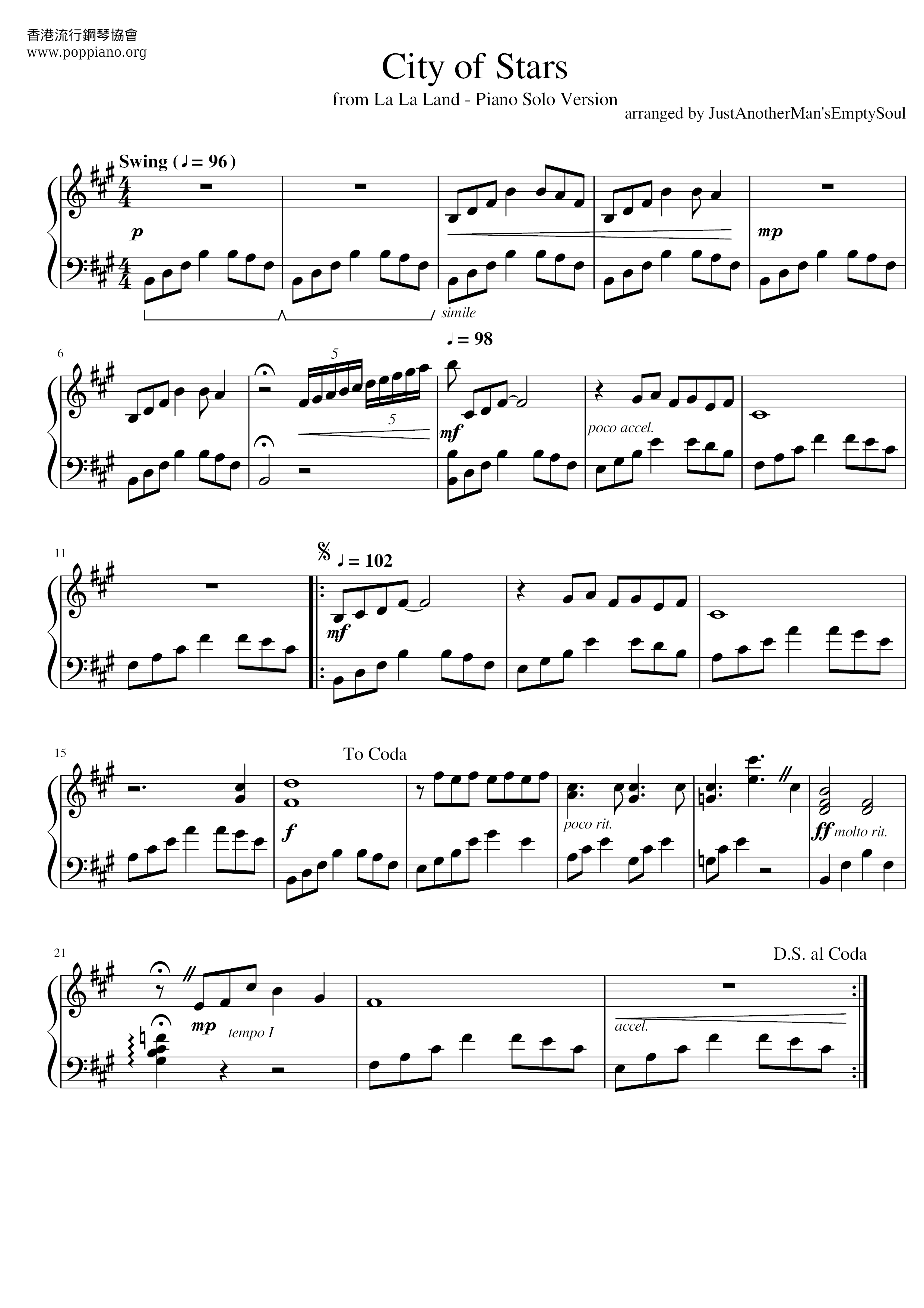 La La Land - City Of Stars Score