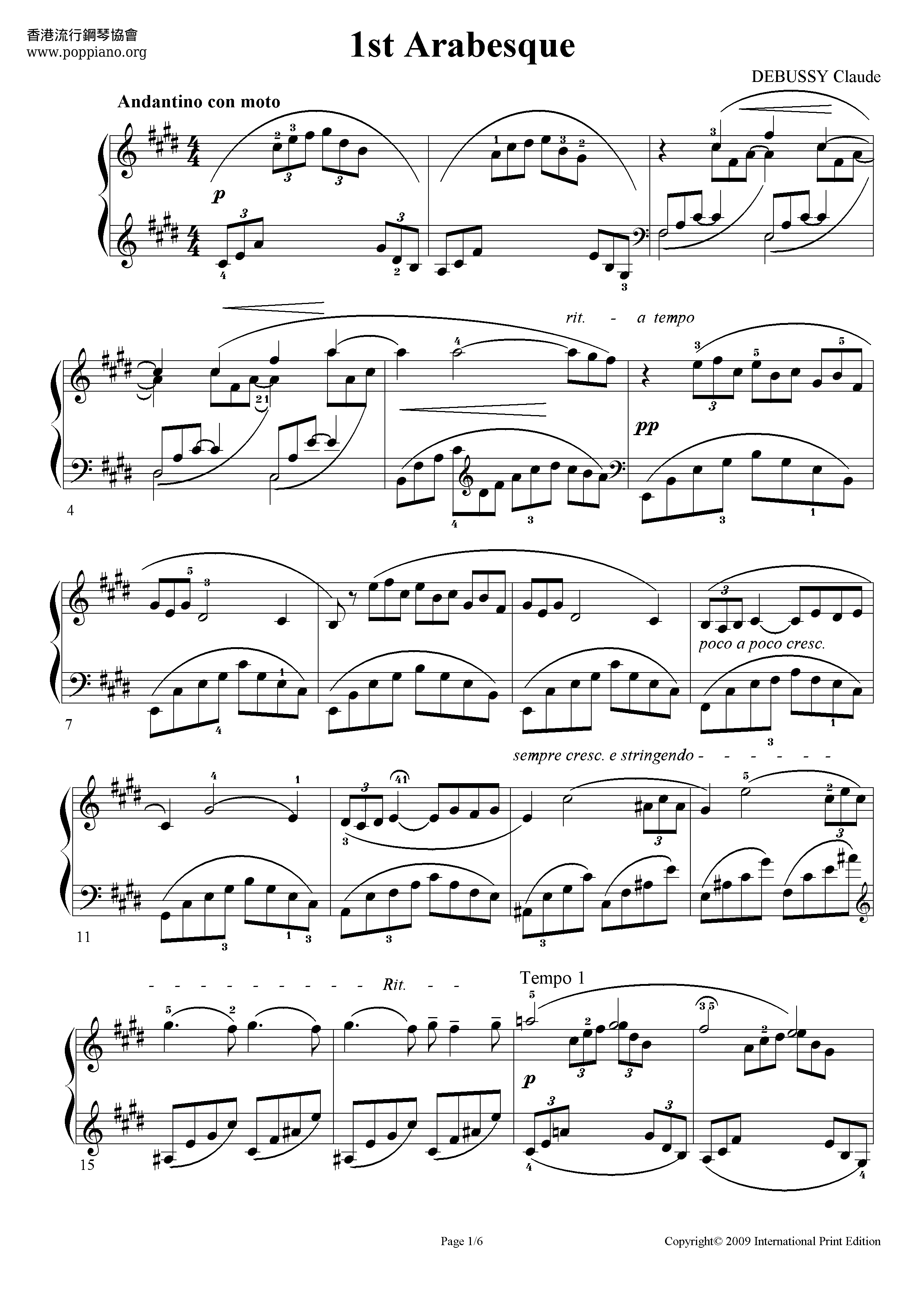 Arabesque No.1 Score