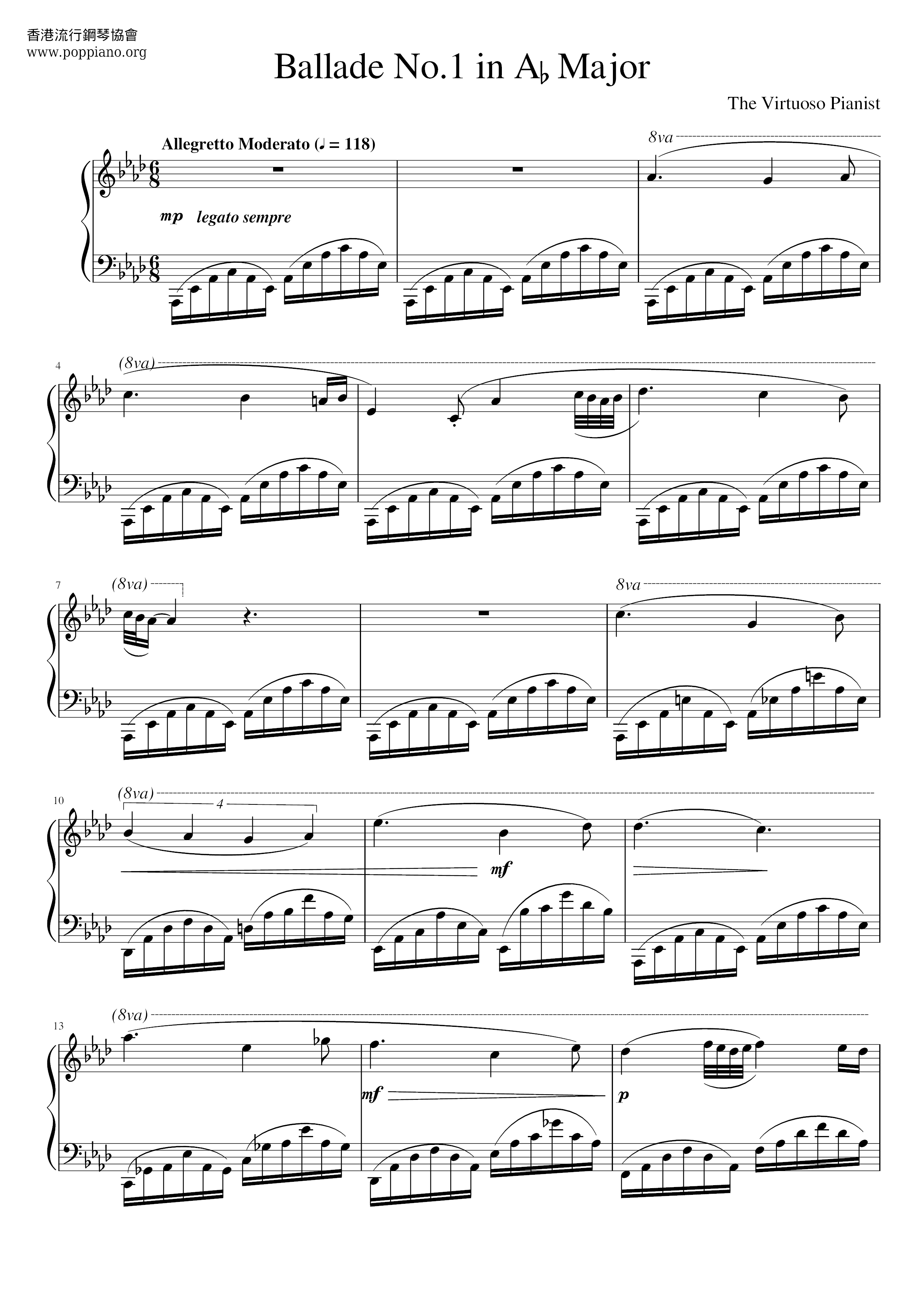 Ballade No.1 In A-flat Major琴譜