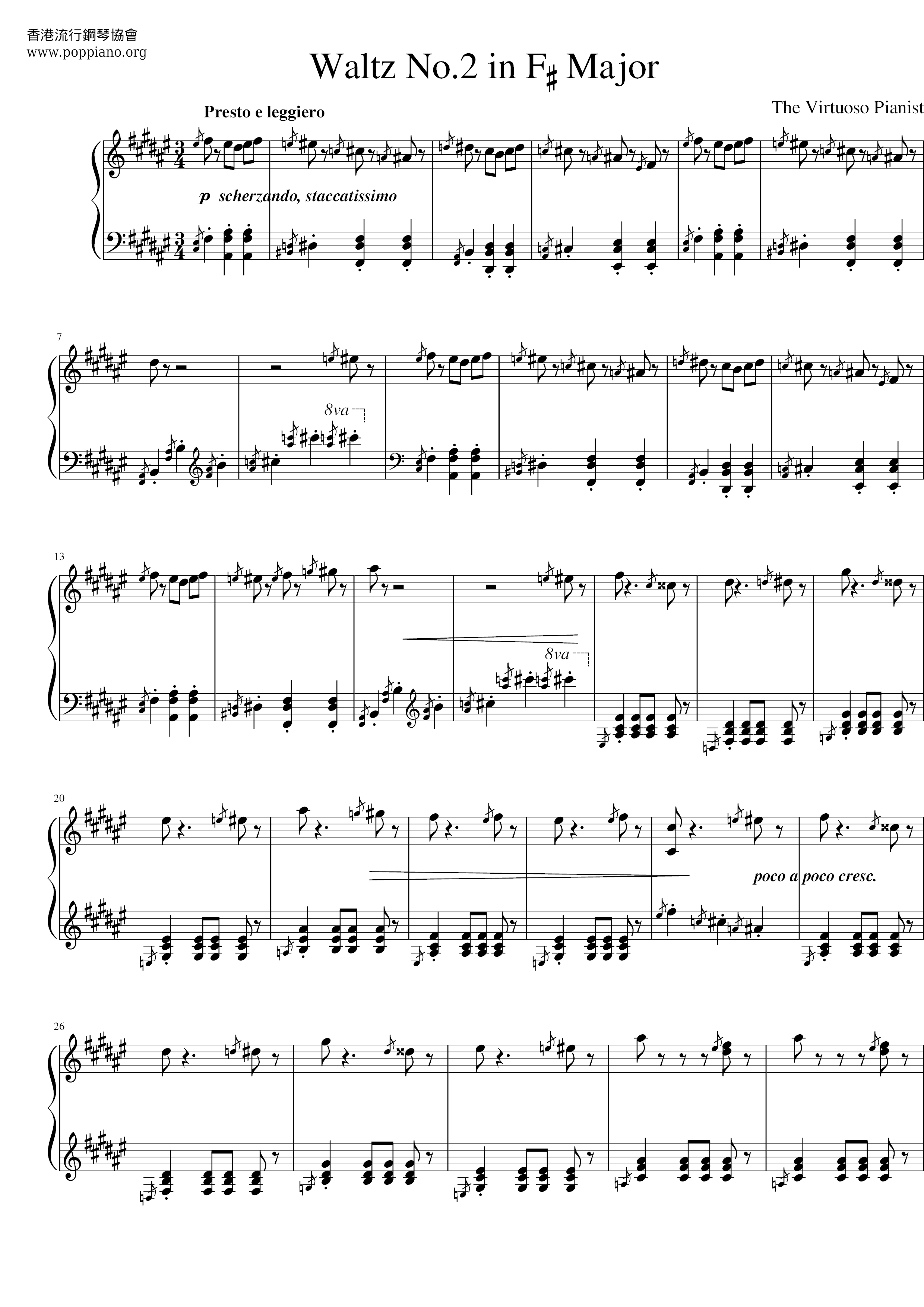 Waltz No.2 In F-sharp Major琴譜