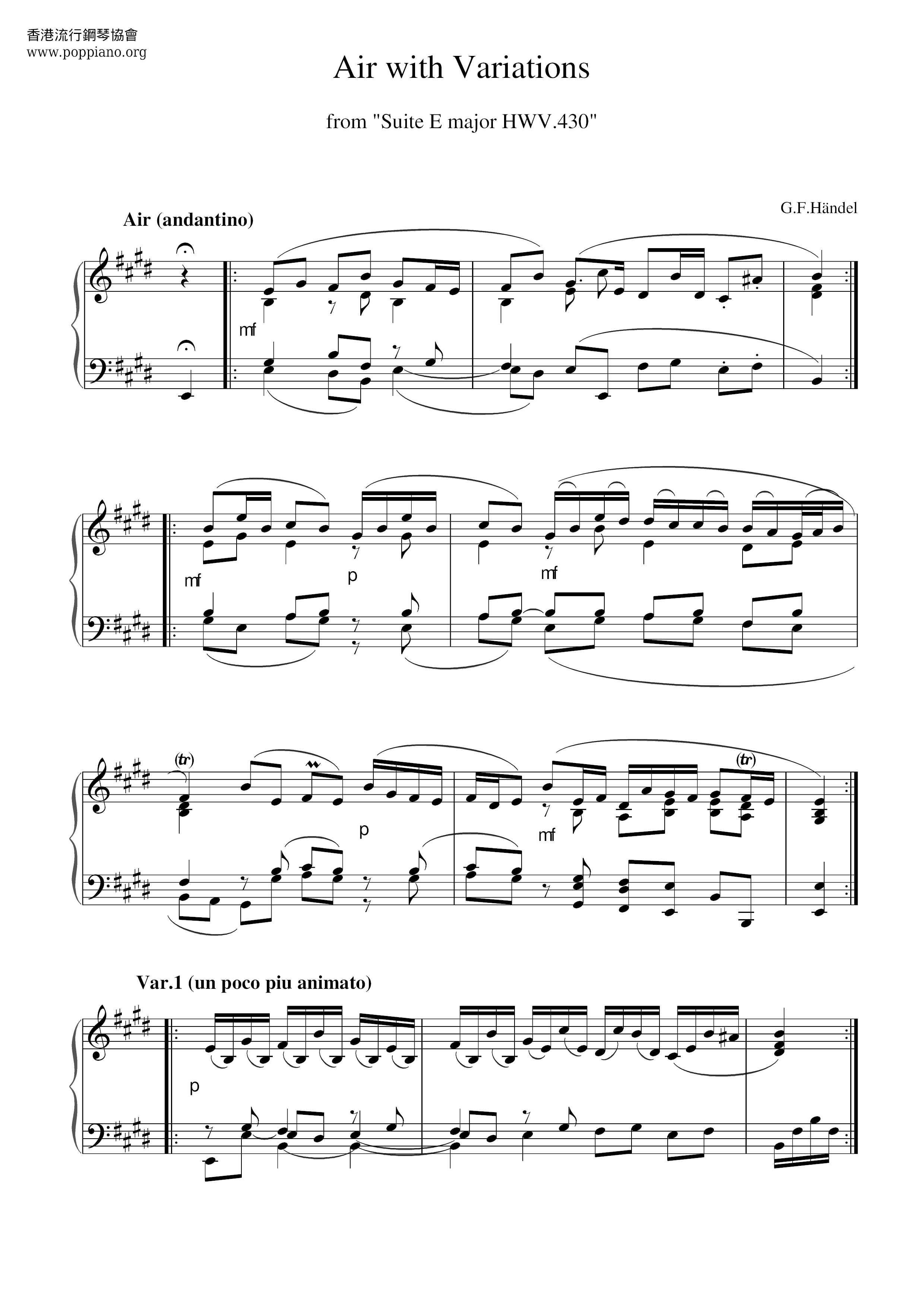 Air With Variations Score