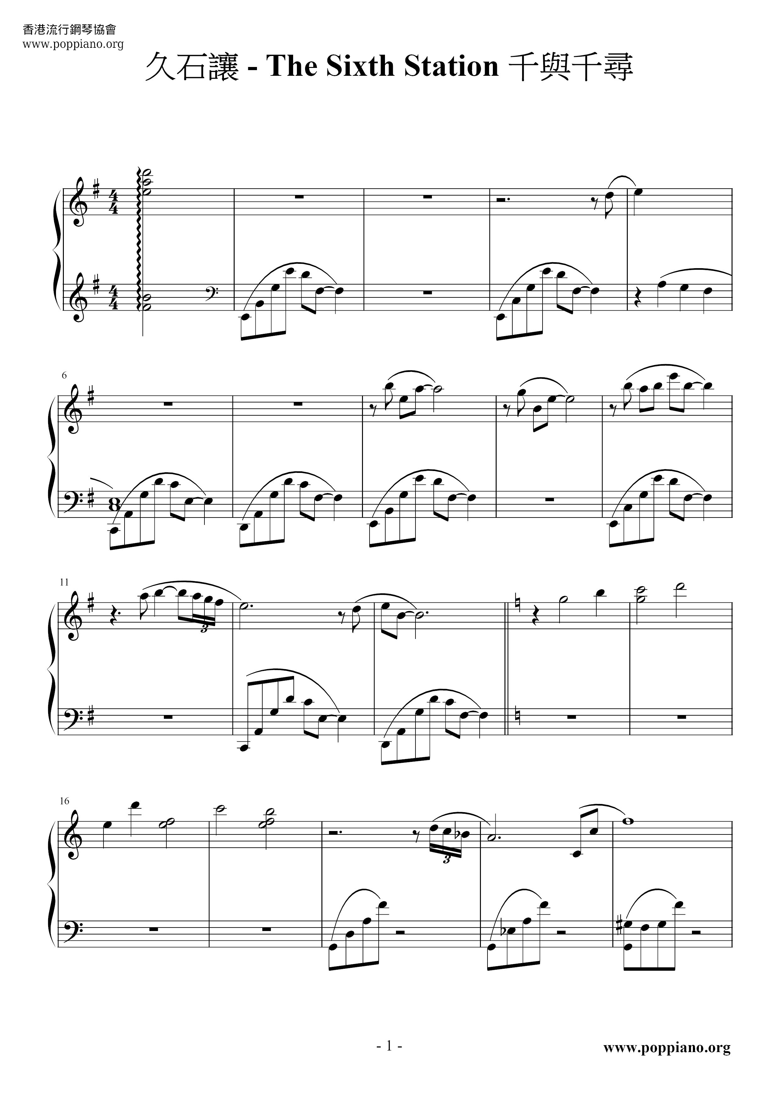 Spirited Away -The Sixth Station Score
