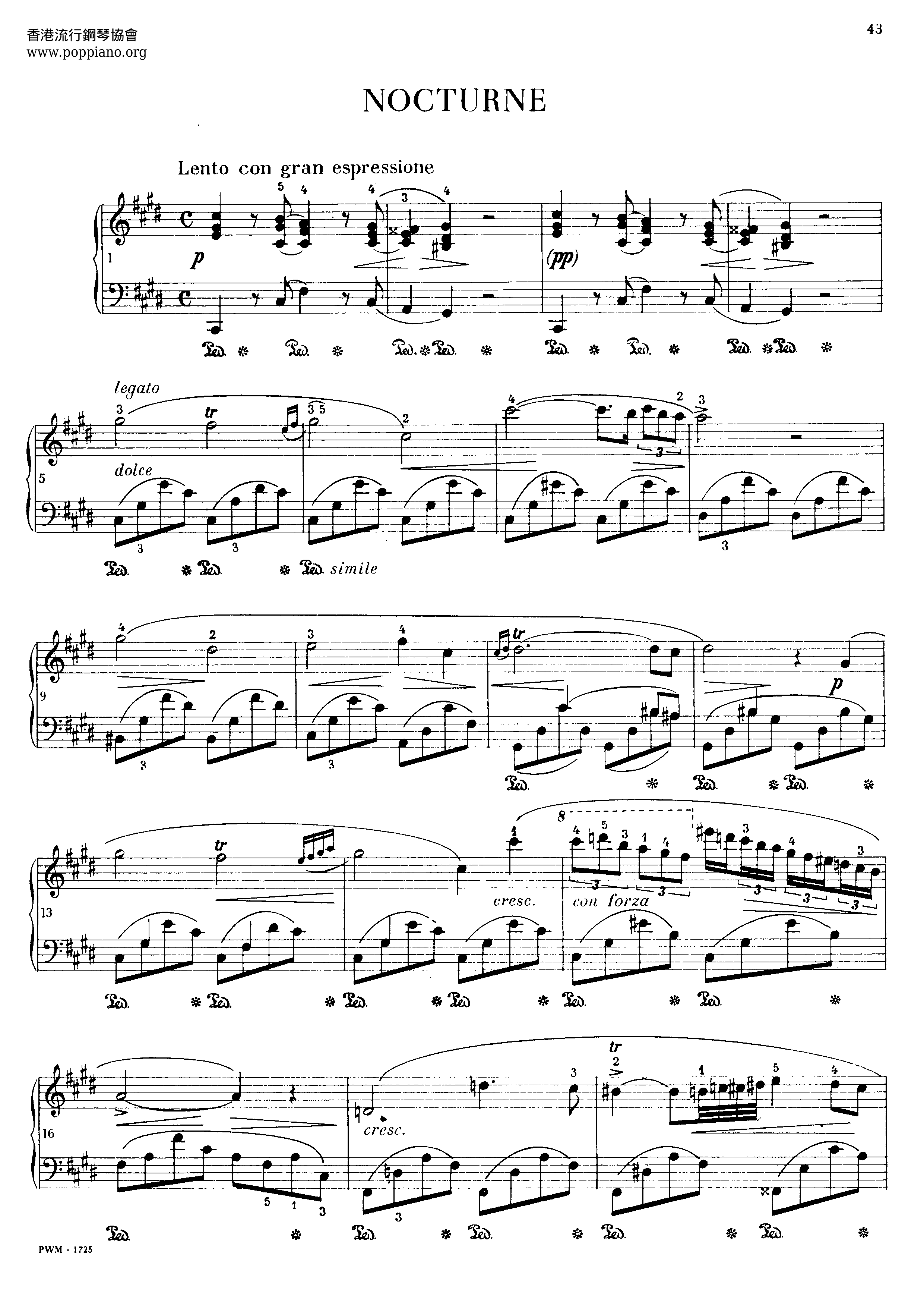 Chopin: Nocturne No. 20 in C-Sharp Minor, Op. Posth.琴譜