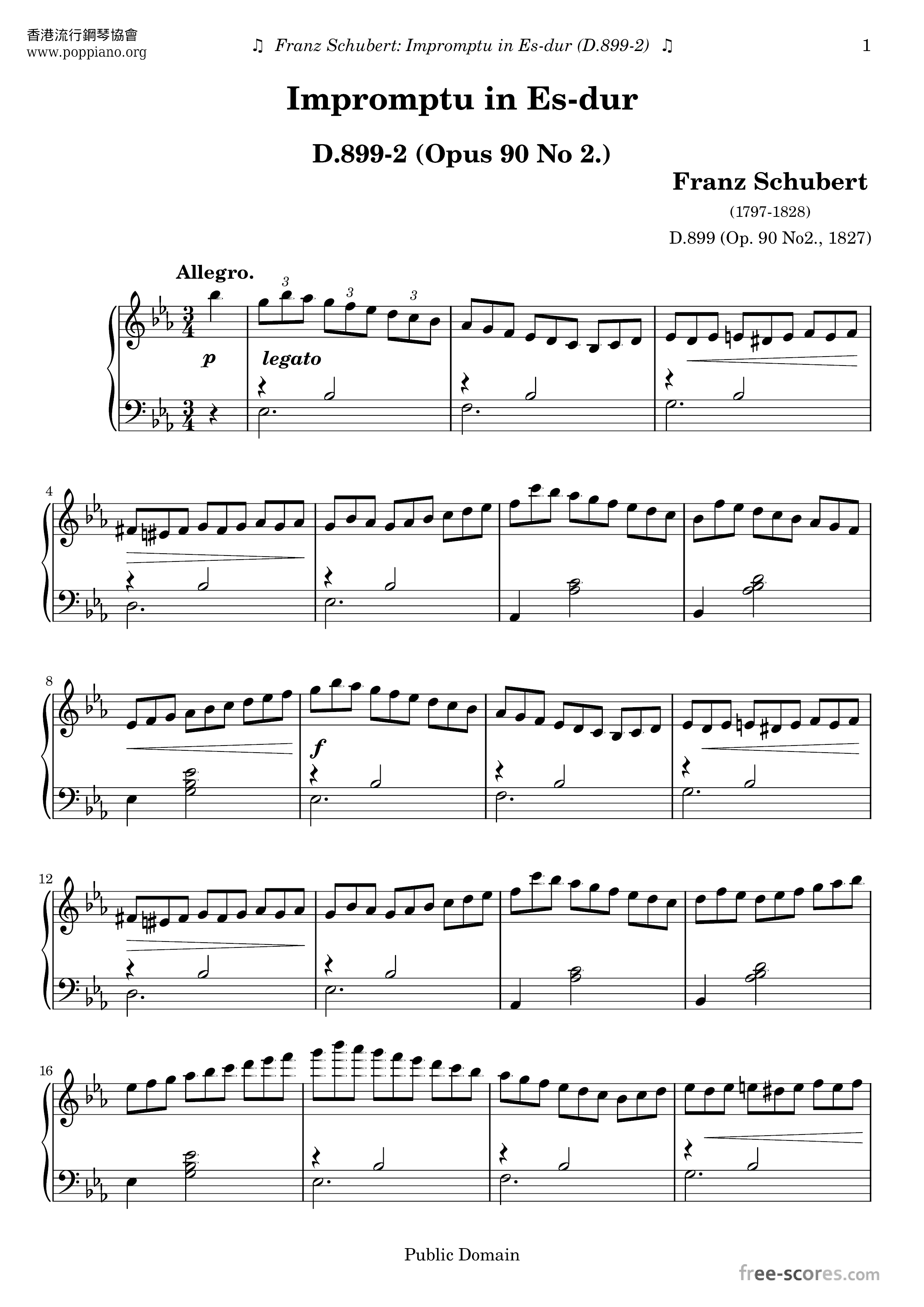 Impromptu D. 899, No.2琴譜