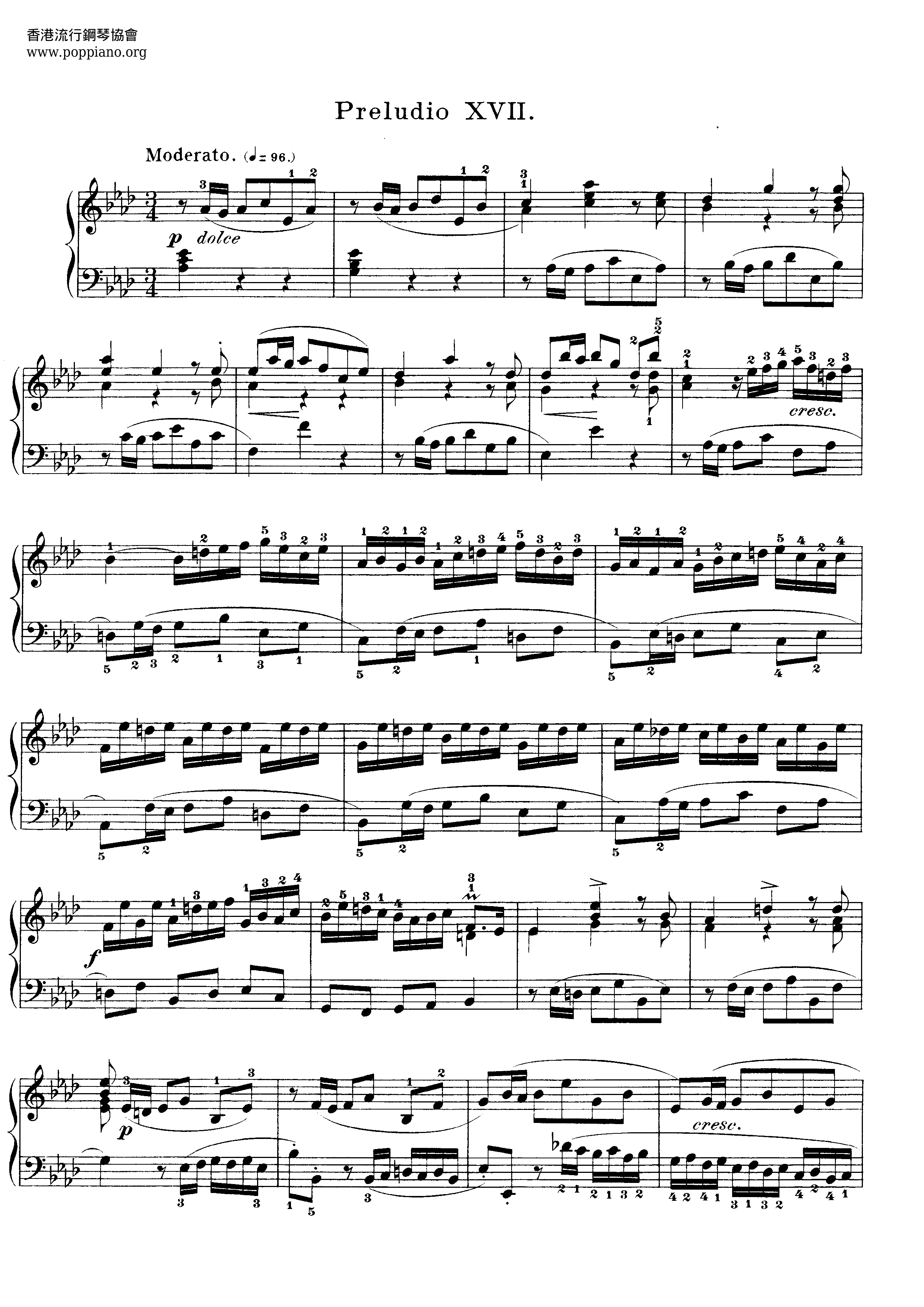 Prelude And Fugue No.17 Ab Major, BWV 862琴谱