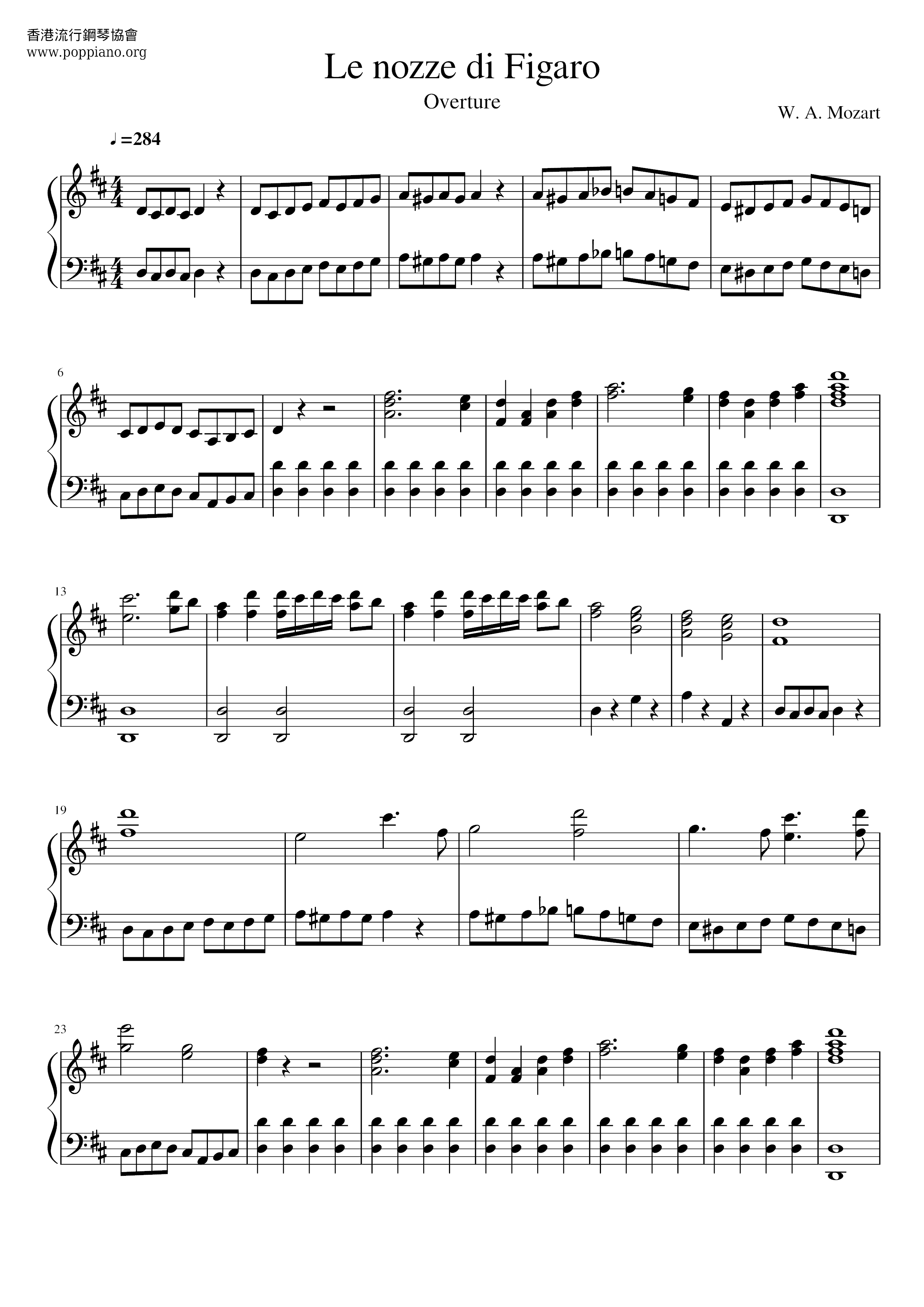Marriage Of Figaro, K. 492琴谱