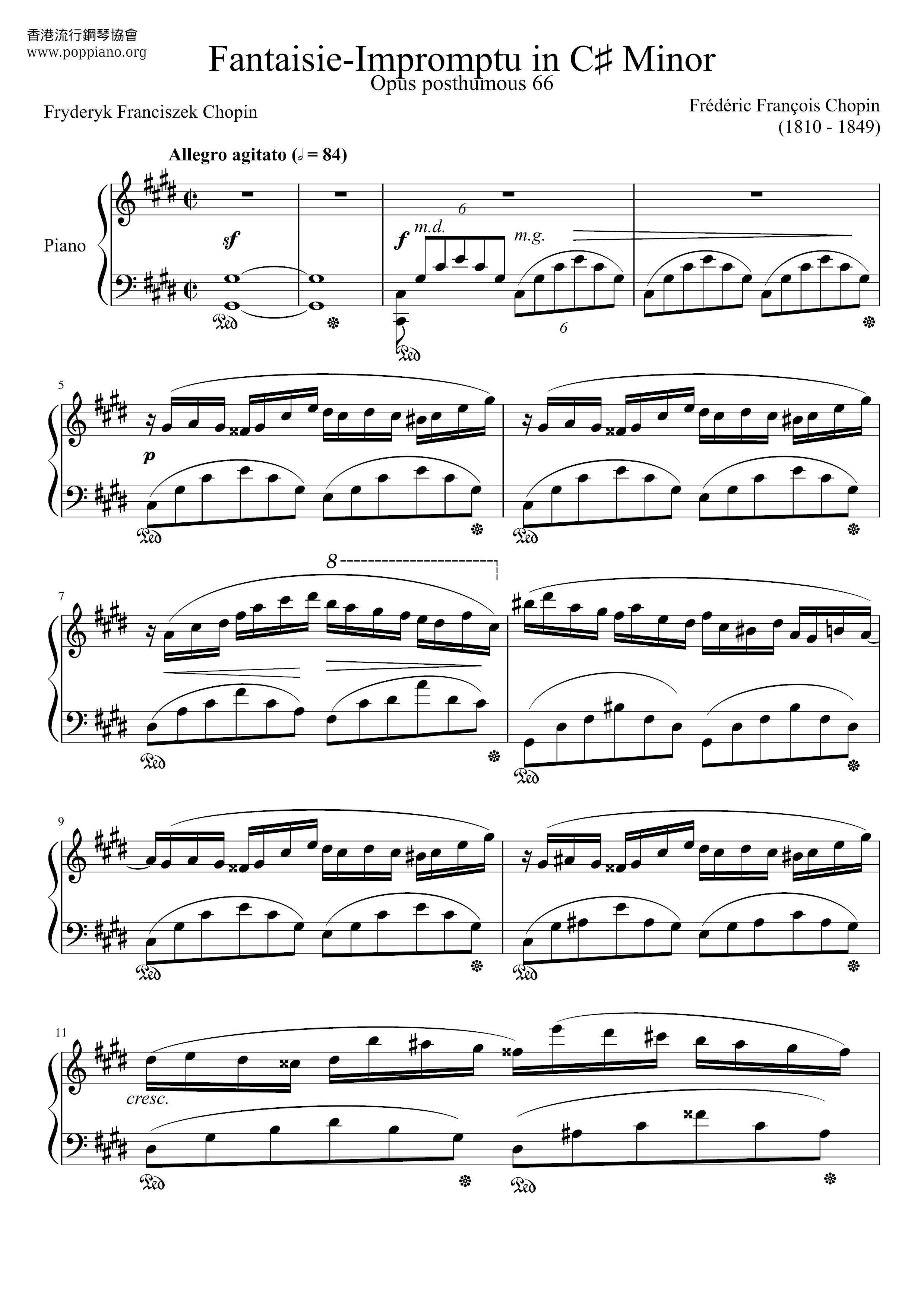 Fantaisie-Impromptu In C-Sharp Minor, Op. 66琴譜